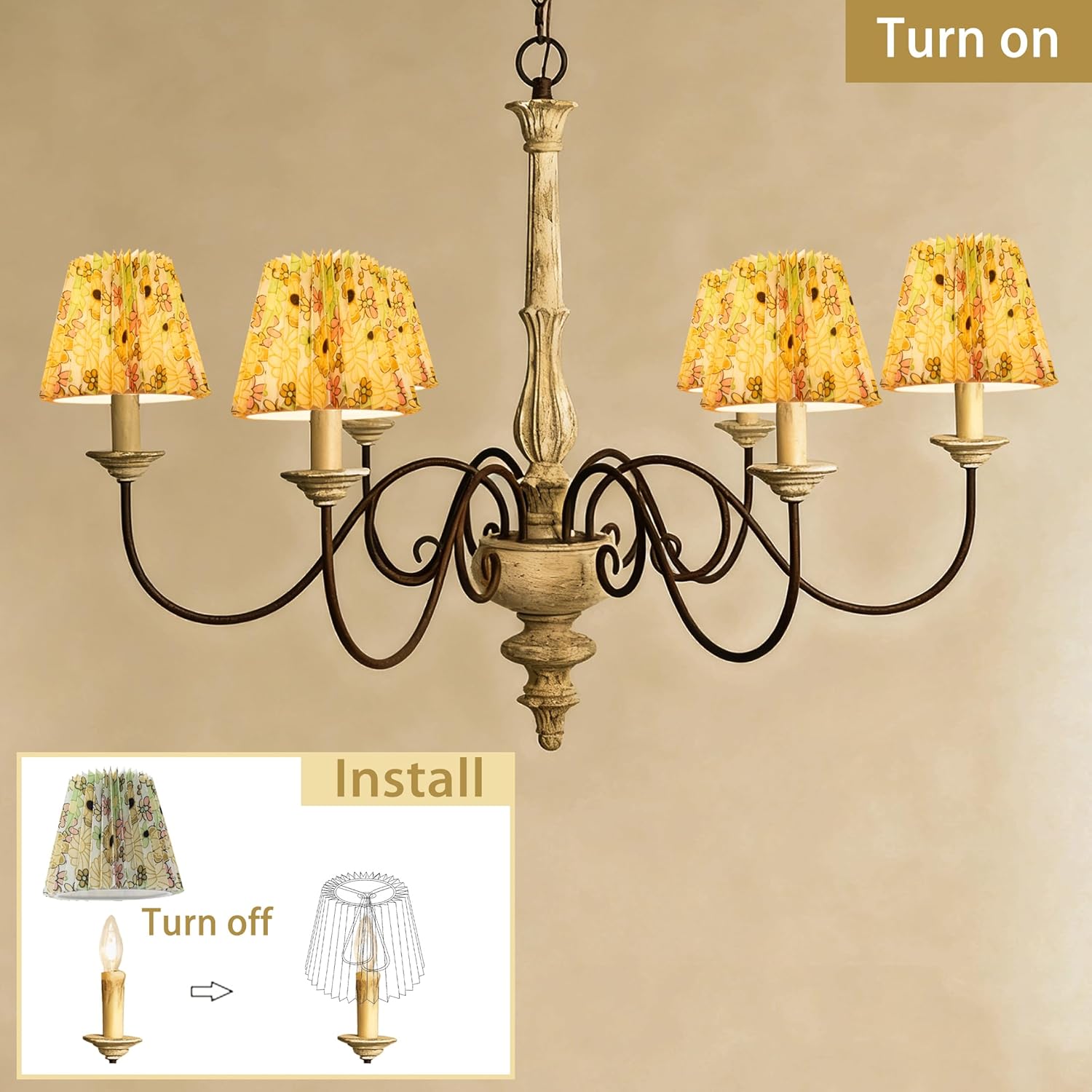 Small Pleated Lampshade Chandelier Shades Set of 6, Lampshade for Wall Lamp,Chandelier Shades,Small Table Lamps,For Cutting Edge Bulbs, Light Bulb Shade,Chandelier Light Covers,4" X 5" X 6"