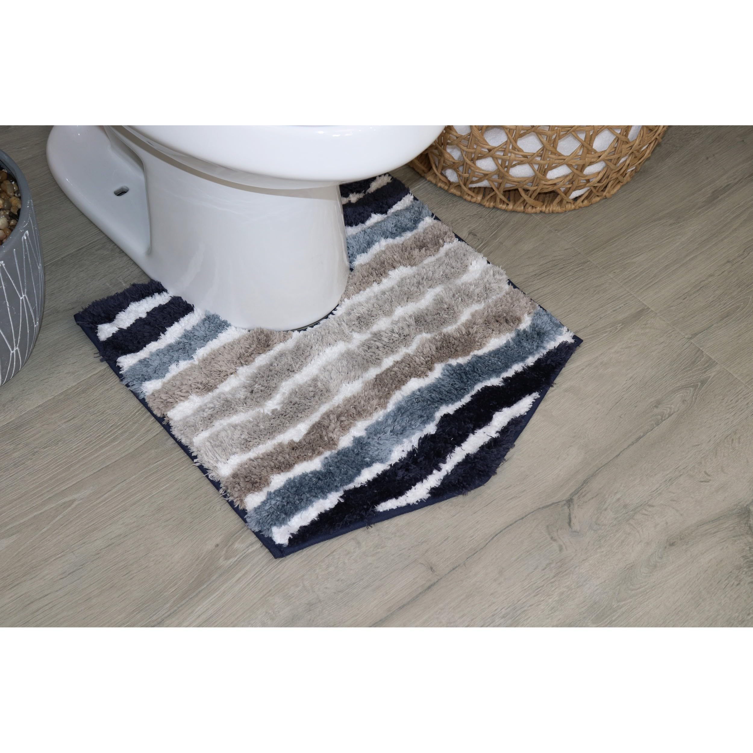 Home Weavers Luxury Toilet Rugs U-Shaped 20x20, Extra Soft and Absorbent Microfiber Bathroom Rugs, Non-Slip Plush Shaggy Bath Mat, Machine Wash Dry,