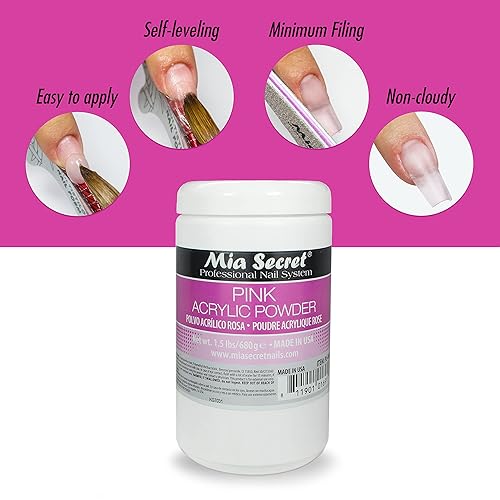 Miniatura 4 de Mia Secret Polvo acrílico rosa 1.5 lbs - Hecho en Estados Unidos