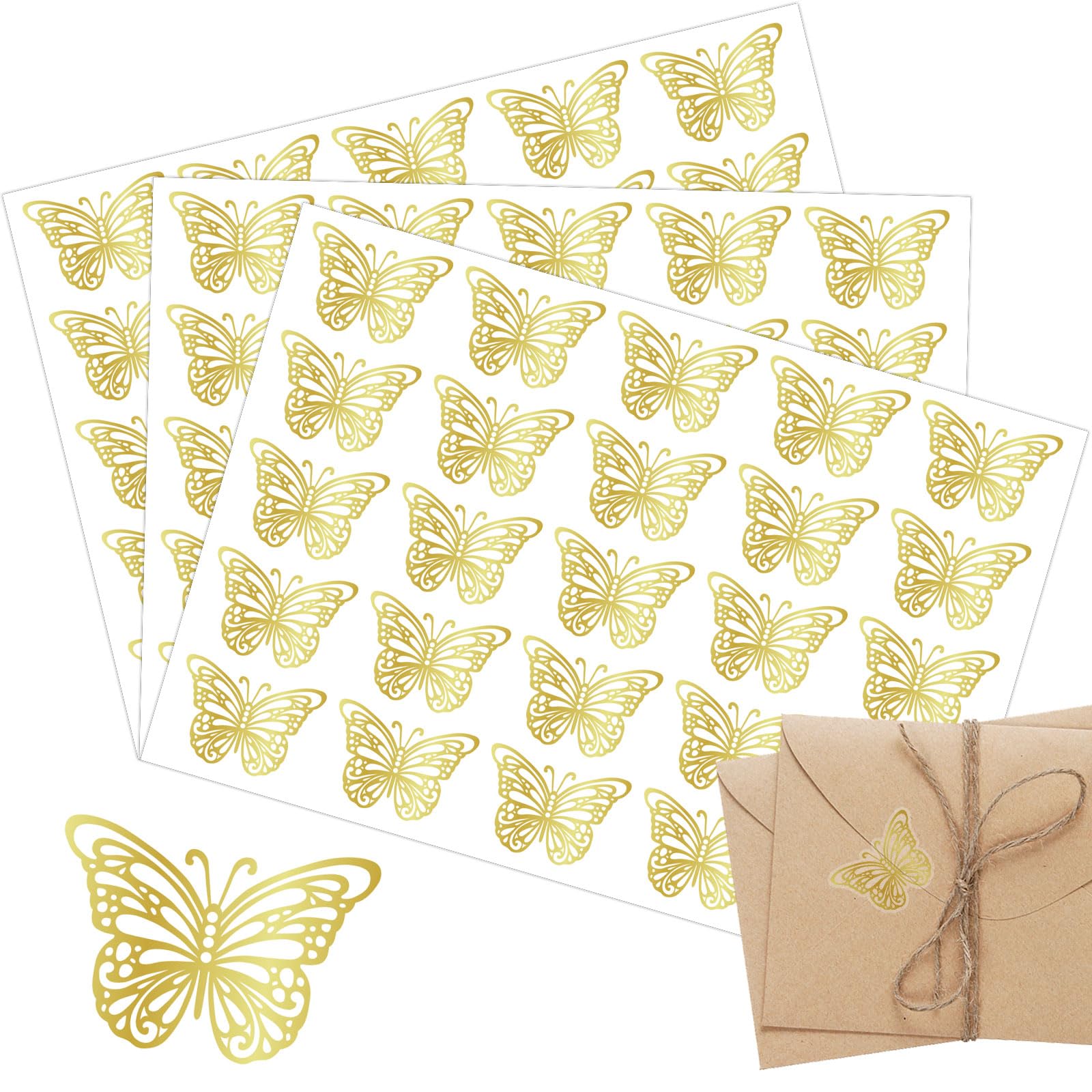 750uds Pegatinas de Sobres de Mariposa, Pegatinas de Mariposas de Papel Dorado Calcomanías de Mariposas Sellos de Sobres de Mariposas para Cumpleaños, Tarjetas de Felicitación, Invitaciones