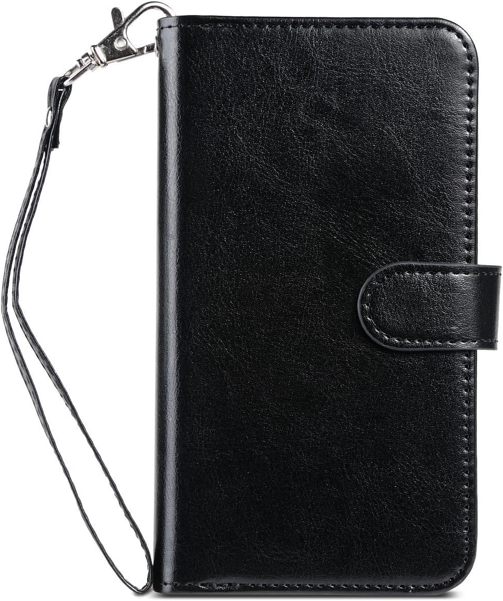 J.west Note 5 Case, Wallet Synthetic Leather Flip Cover Folio Case Style with 9 Credit Cards Slots & Cash Pocket Shockrpoof Protective Phone Case for Samsung Galaxy Note 5 Case, Black
