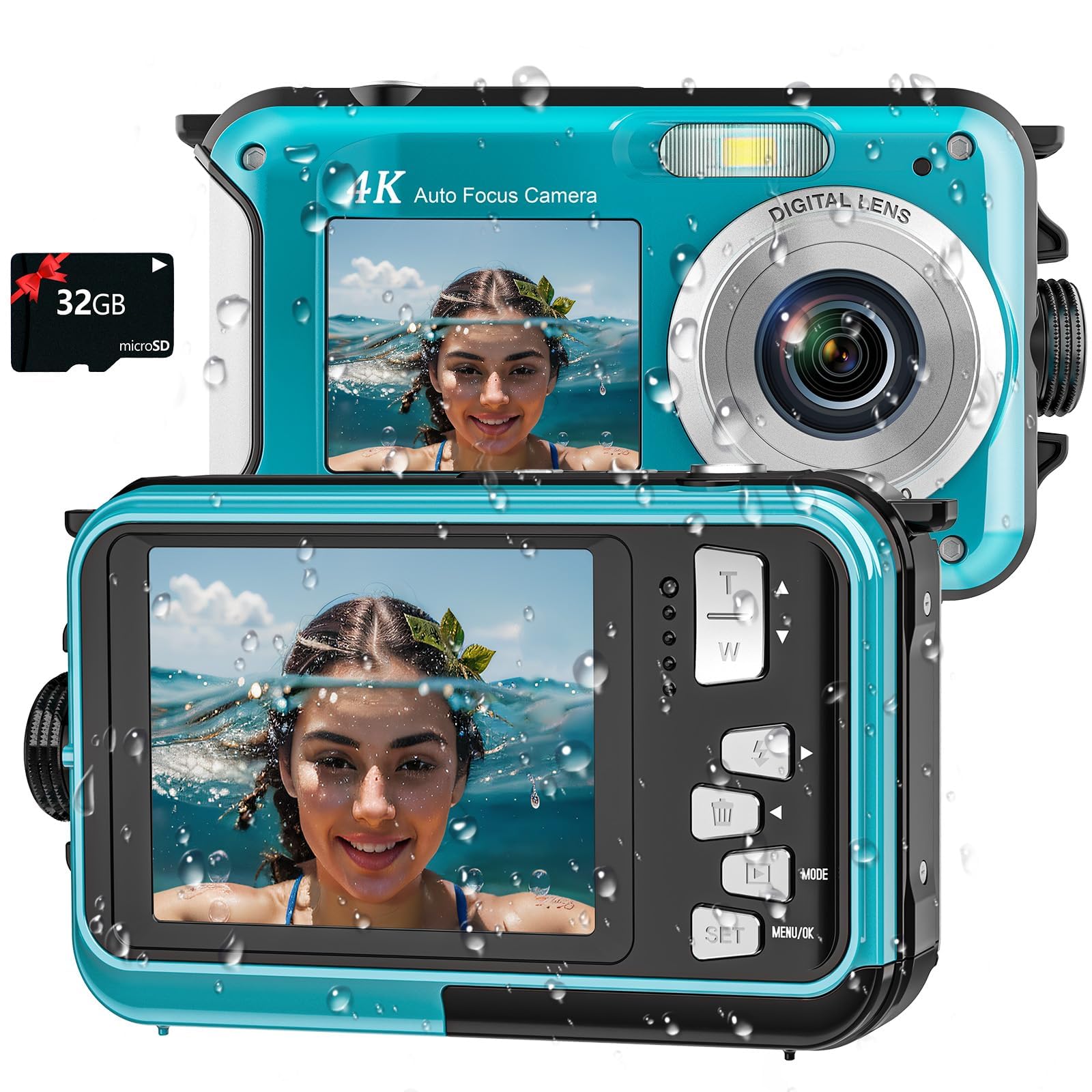 Unterwasserkamera 4K 48MP Autofokus Selfie Dual Screen wasserdichte Kamera