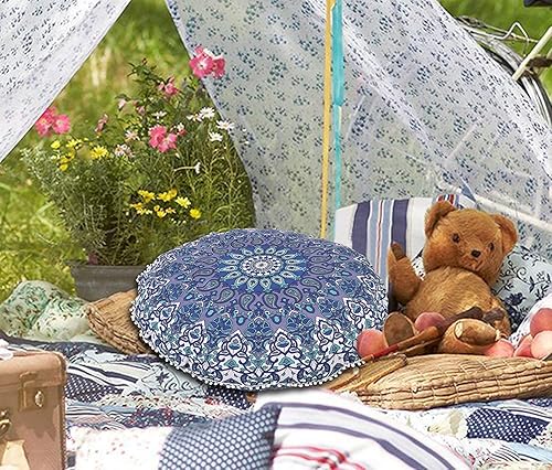 Miniatura 3 de Funda de cojín de suelo de 32 pulgadas con diseño bohemio, estrella azul, hippie, decorativa, india, grande, otomana, para decoración del hogar,