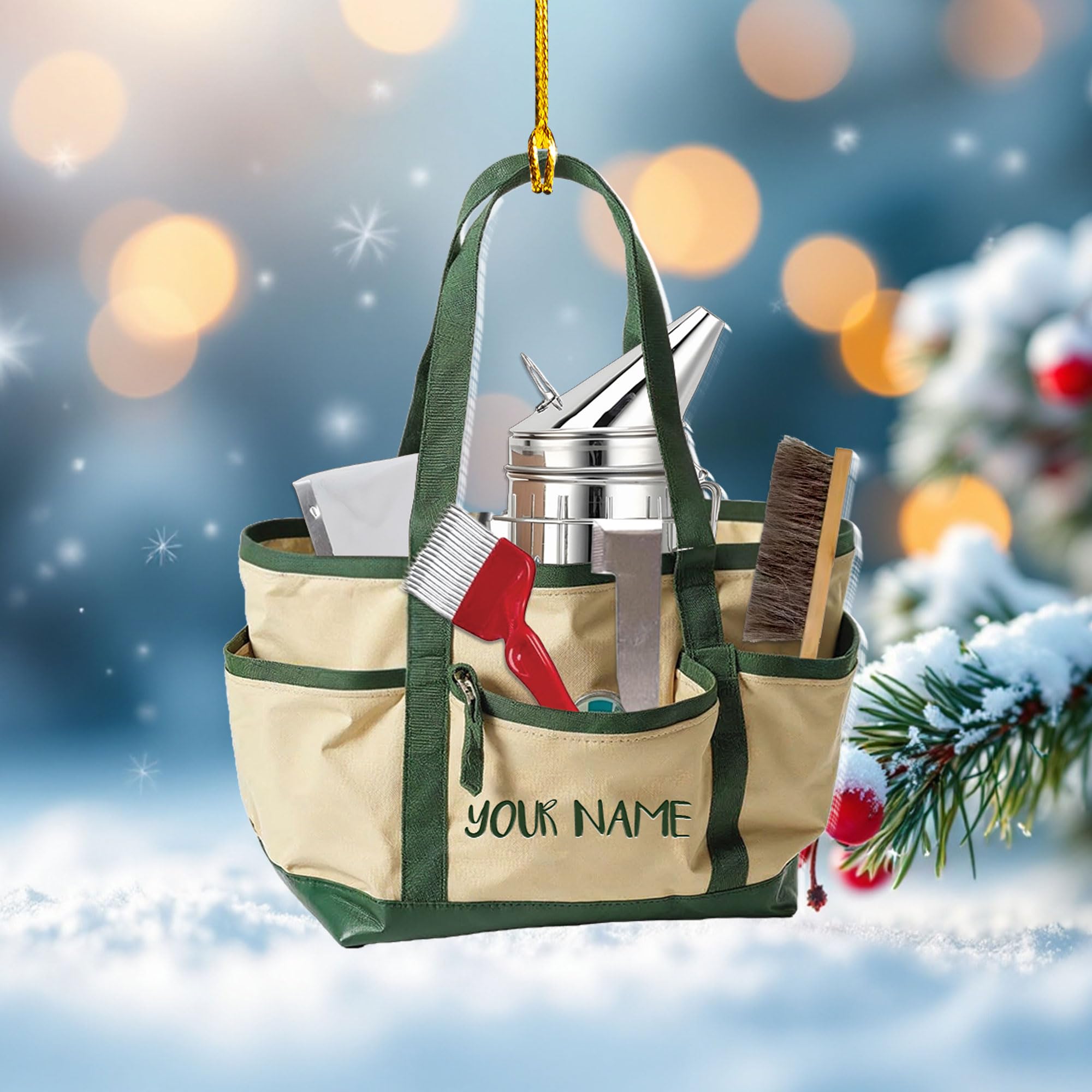 Personalized Beekeeping Tool Box Christmas Ornament, Gift for Beekeeper, Beekeeping Tool Hanging Christmas Ornament Decor, Bee Farm Décor, Beekeeping