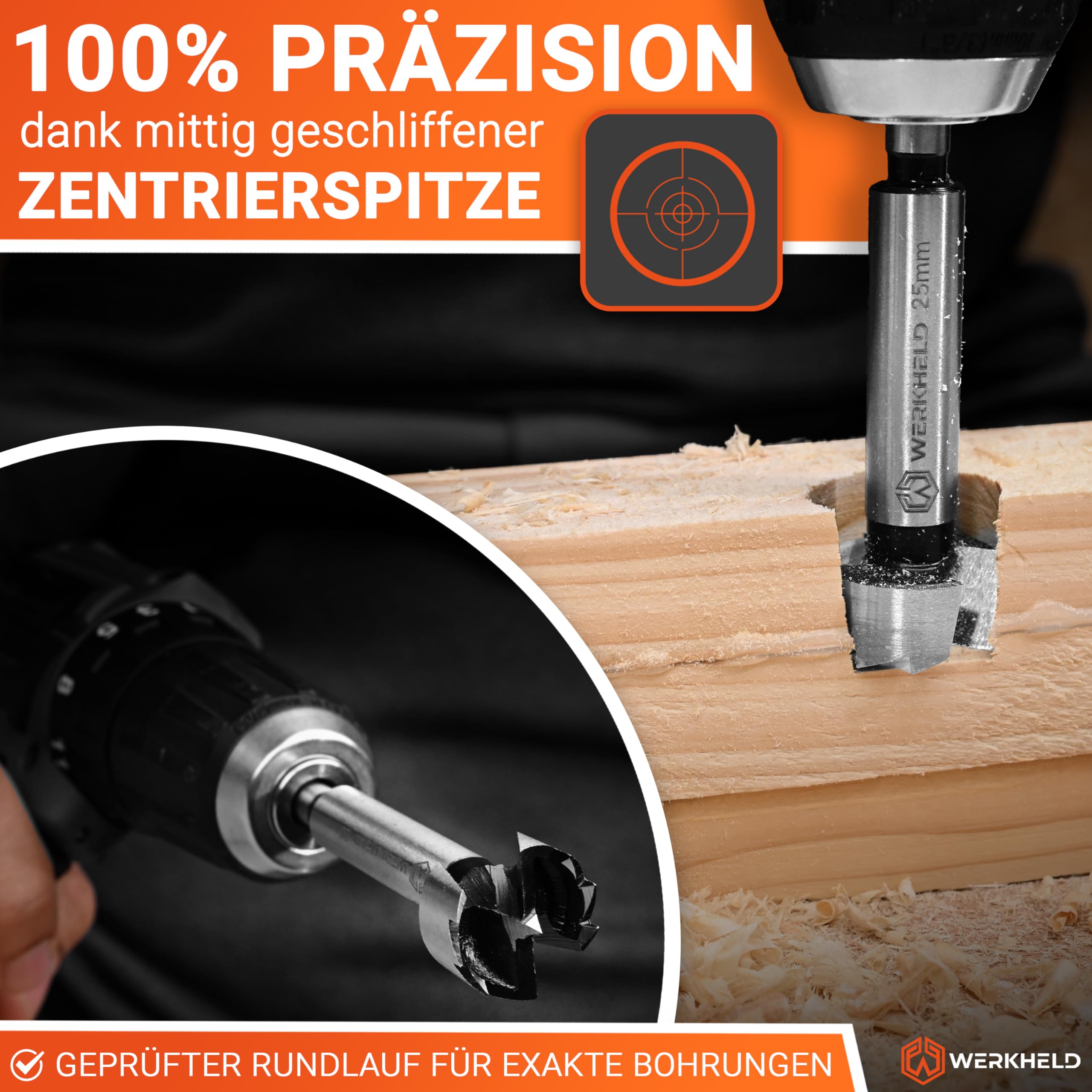 Forstnerbohrer Set [präzise & extra gehärtet] - 13 unterschiedliche Lochbohrer von 10 bis 60 mm für alle Holz-Arten [inkl. Box zur Aufbewahrung]