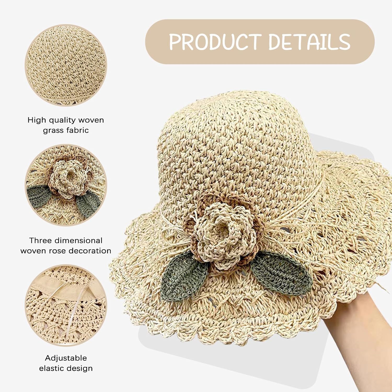 Straw Cowboy Hat Cowgirl Hat Woven Sun Hats Shapeable Brim Travel Vacation Beach Sun Hats for Men's Women's image 3