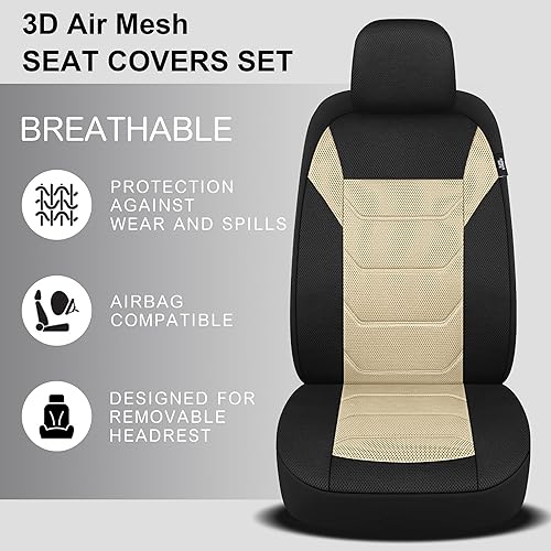 Miniatura 4 de Juego completo de fundas de asiento de automóvil de malla de aire 3D, lavables y transpirables, de tela de alta calidad, para interior de automóvil,