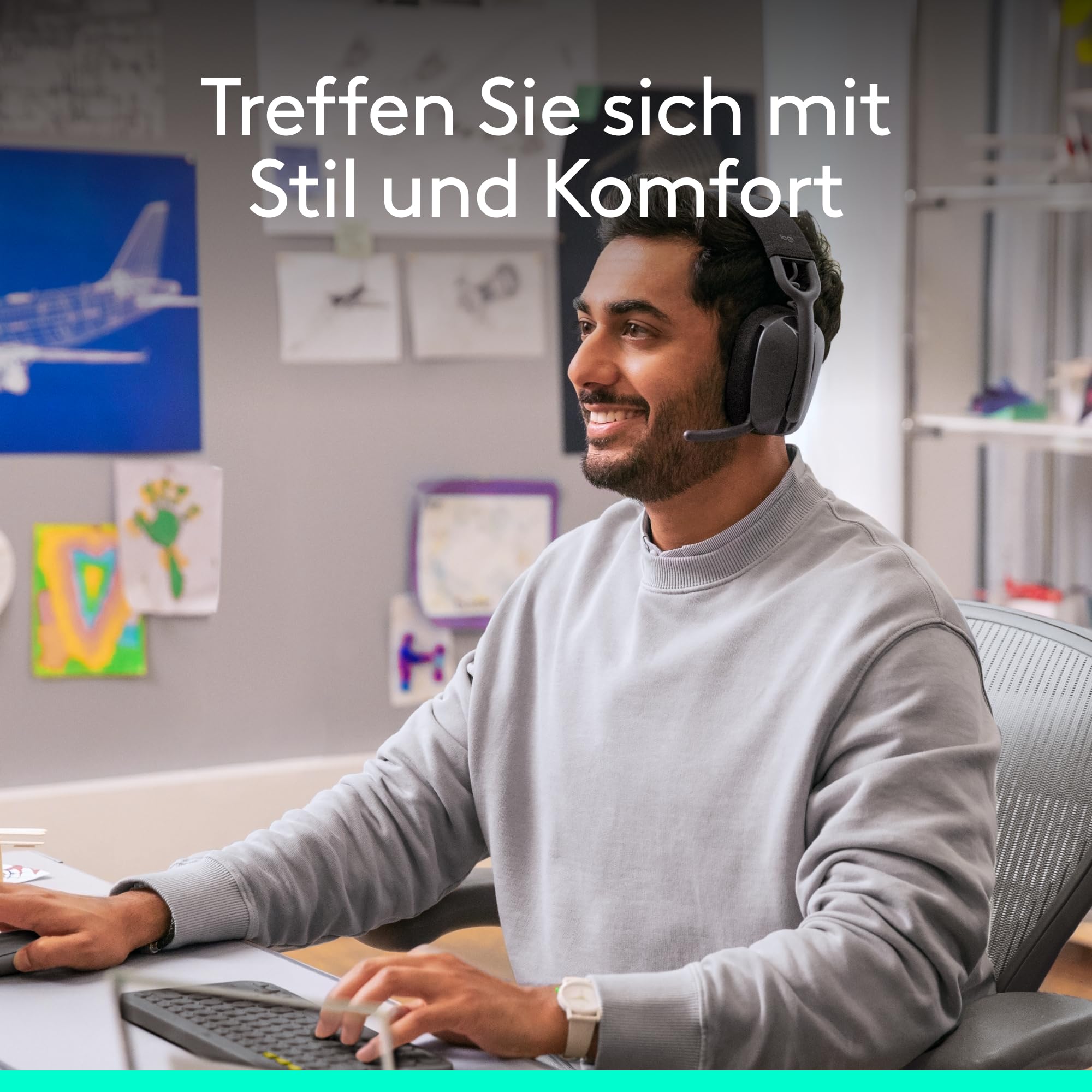 Logitech Zone Vibe Wireless Bluetooth-Kopfhörer mit Mikrofon mit Geräuschunterdrückung, Zertifizierung für Microsoft Teams über Natives Bluetooth, Mac/PC - Graphit