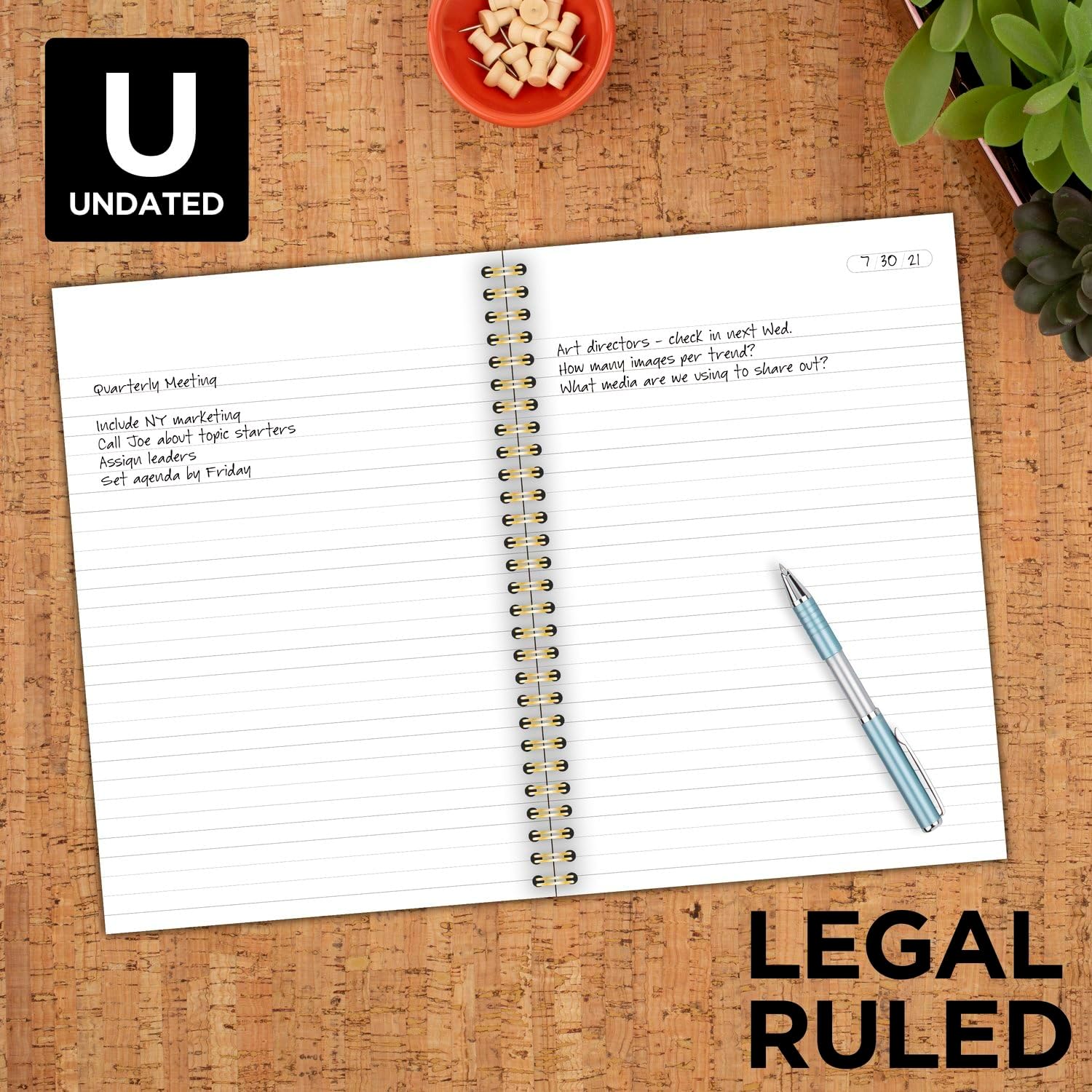 Cambridge Business Notebook, Legal Ruled Paper, 6-1/2" x 9-1/2", 80 Sheets, Flexible Soft Touch Cover, Purple (49556) image 2