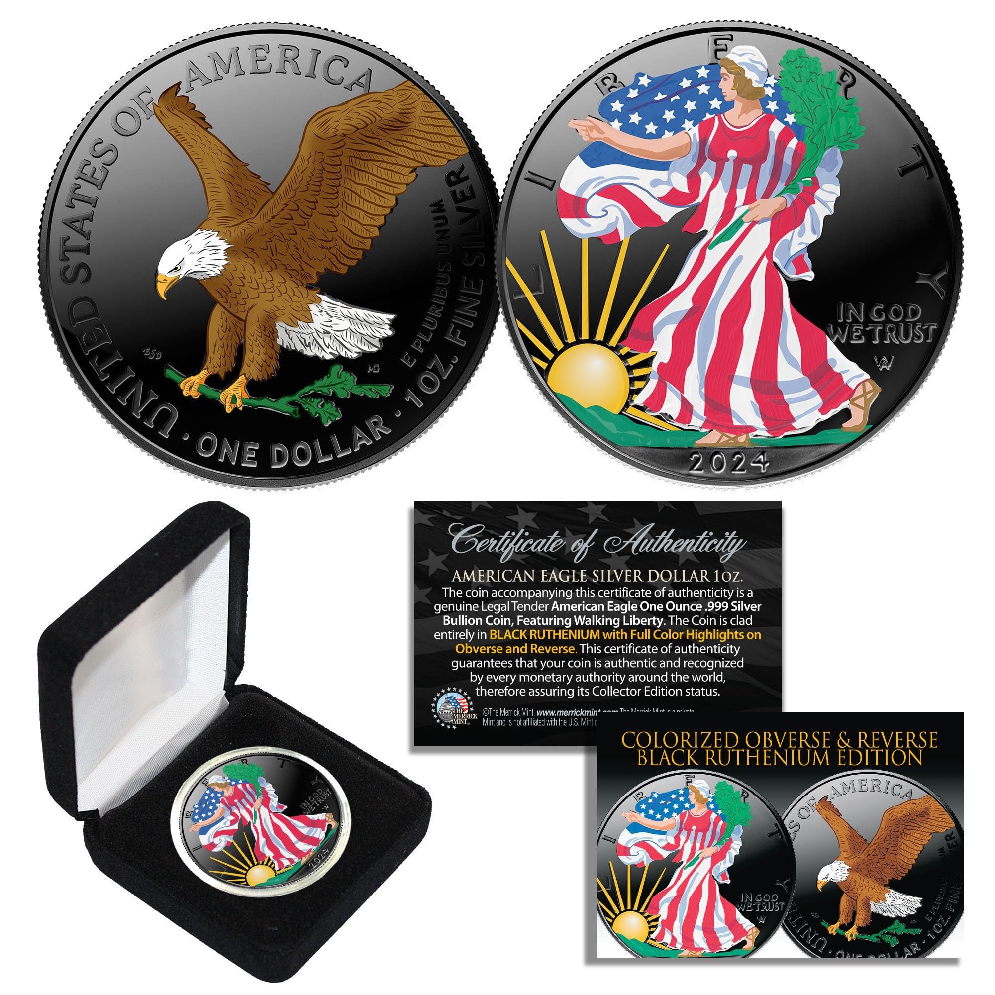 Amazon.com: Black Ruthenium & Colorized 2-Sided 1 Troy Oz .999