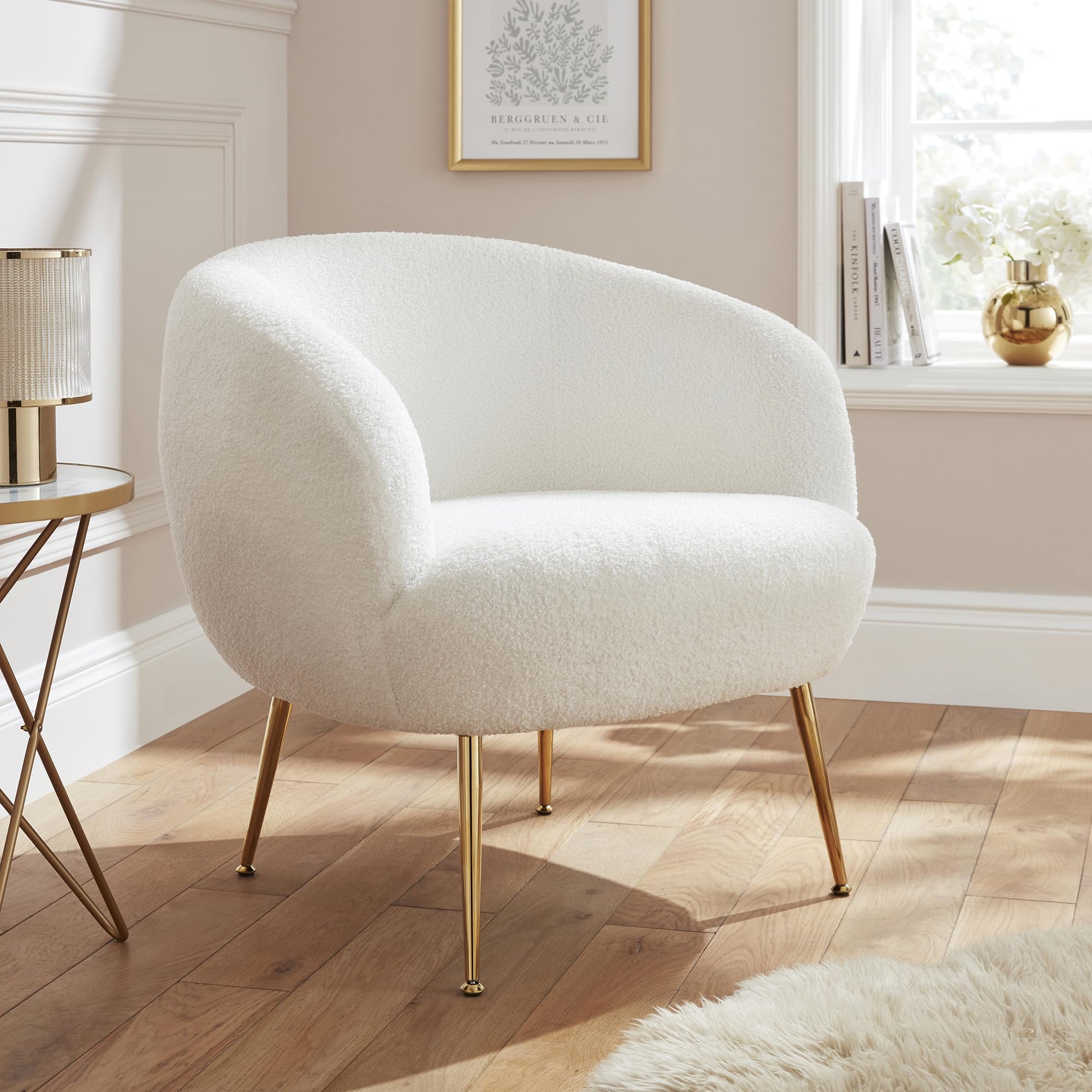 GFW Ada Cream Boucle Fabric Accent Chair
