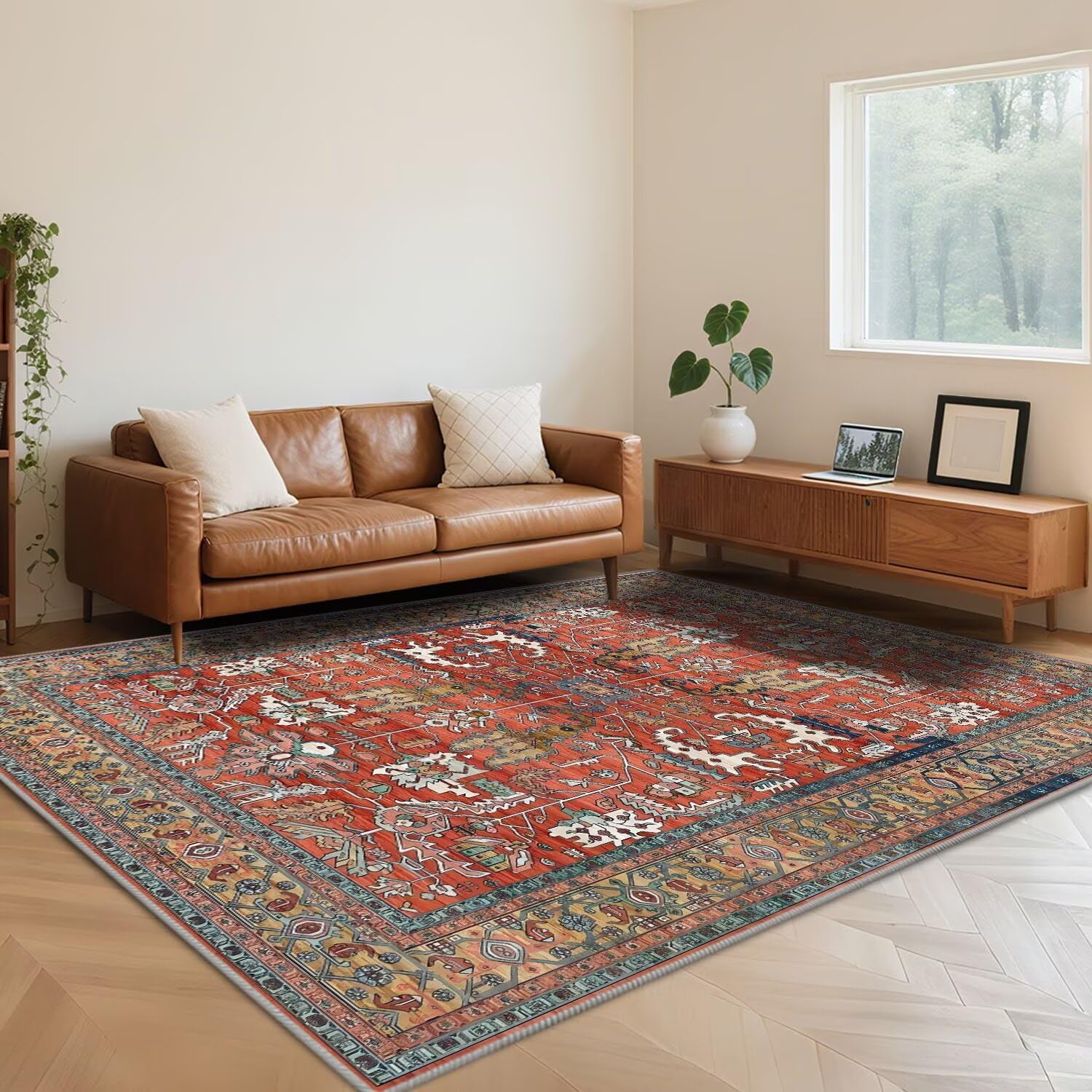 Tapis lavable en machine pour enfants antidérapant et rétro 100x160