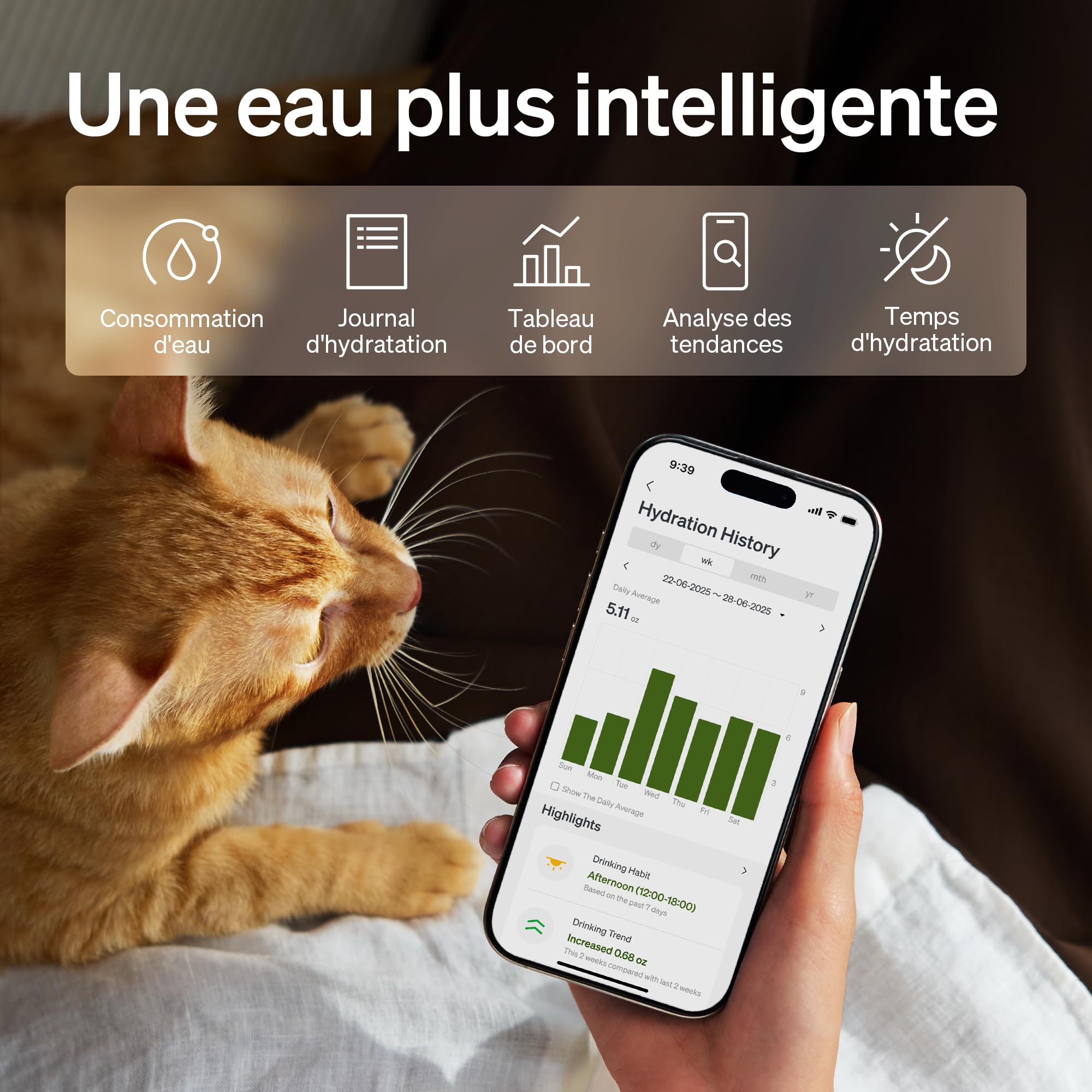 PETLIBRO Dockstream 2 Fontaine à Eau sans Fil pour Chats, 3L/101oz, avec Batterie et Plateau en INOX, Distributeur d'eau WiFi 5GHz, idéal pour Chats et Chiens - Distributeur Eau Chat Automatique