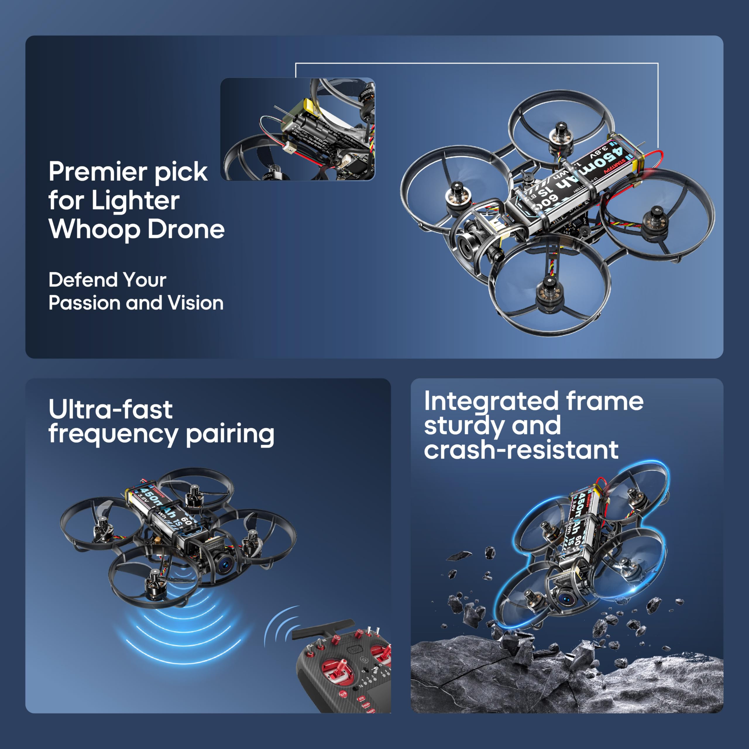 R8 ELRS Tiny Whoop Quadcopter,Ultralight 1S 80mm Micro FPV Drohne BNF mit 2 Batterien Fly12 Mins für FPV Freestyle Racing Indoor,Matrix G4 5IN1 FC,FOV160 °,0802 20000KV Brushless Motor