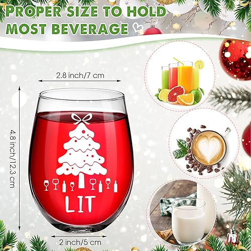 Miniatura 2 de 4 copas de vino sin tallo de Navidad, copa de vino de 17 onzas, divertidos regalos de cumpleaños y Navidad para mujeres, hombres y amigos