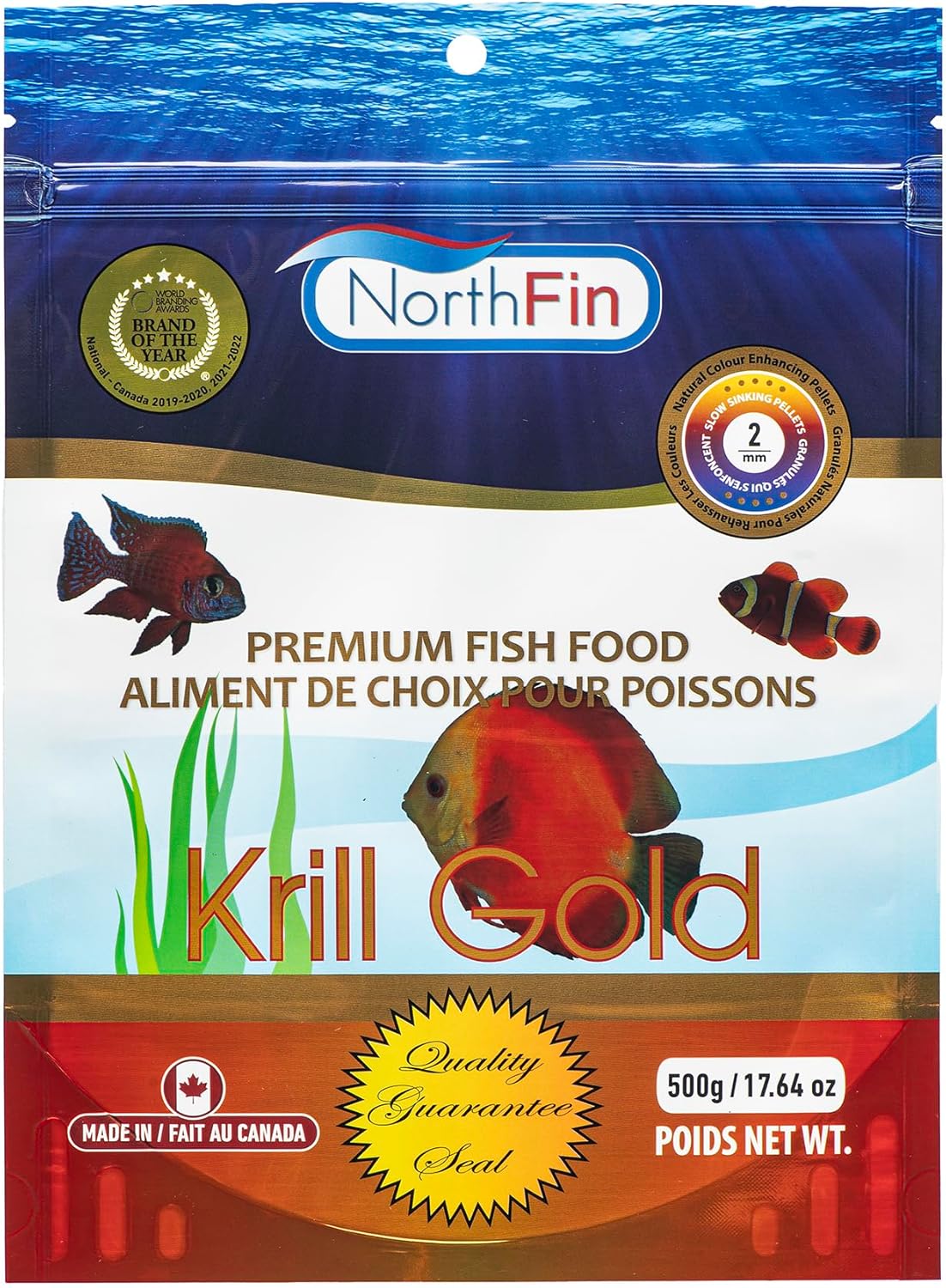 Northfin Fish Food Krill Formula Slow Sinking Pellets (2mm 500g)