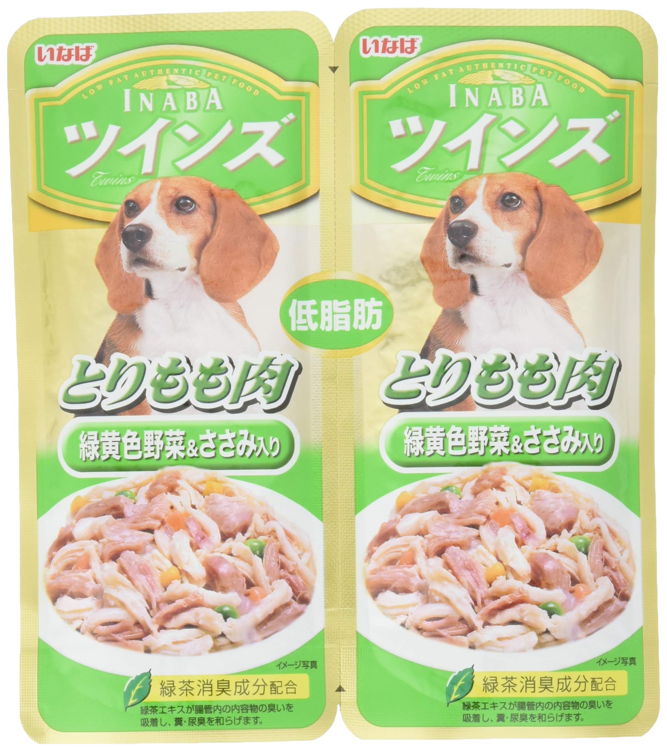Amazon | いなば ツインズ とりもも肉 緑黄色野菜&ささみ入り 80g(40g