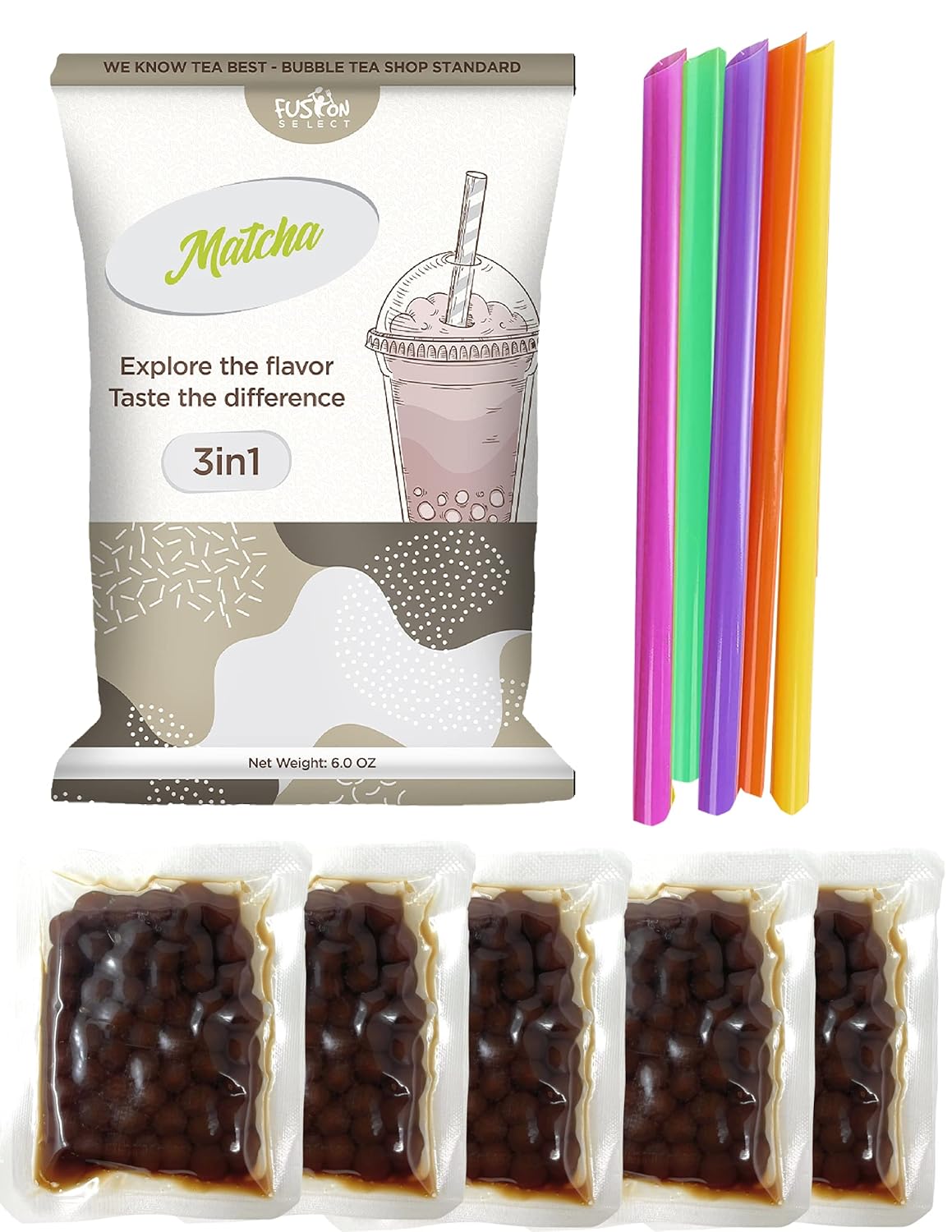 Fusion Select Authentic Matcha Bubble Tea Kit Extra Rich (5