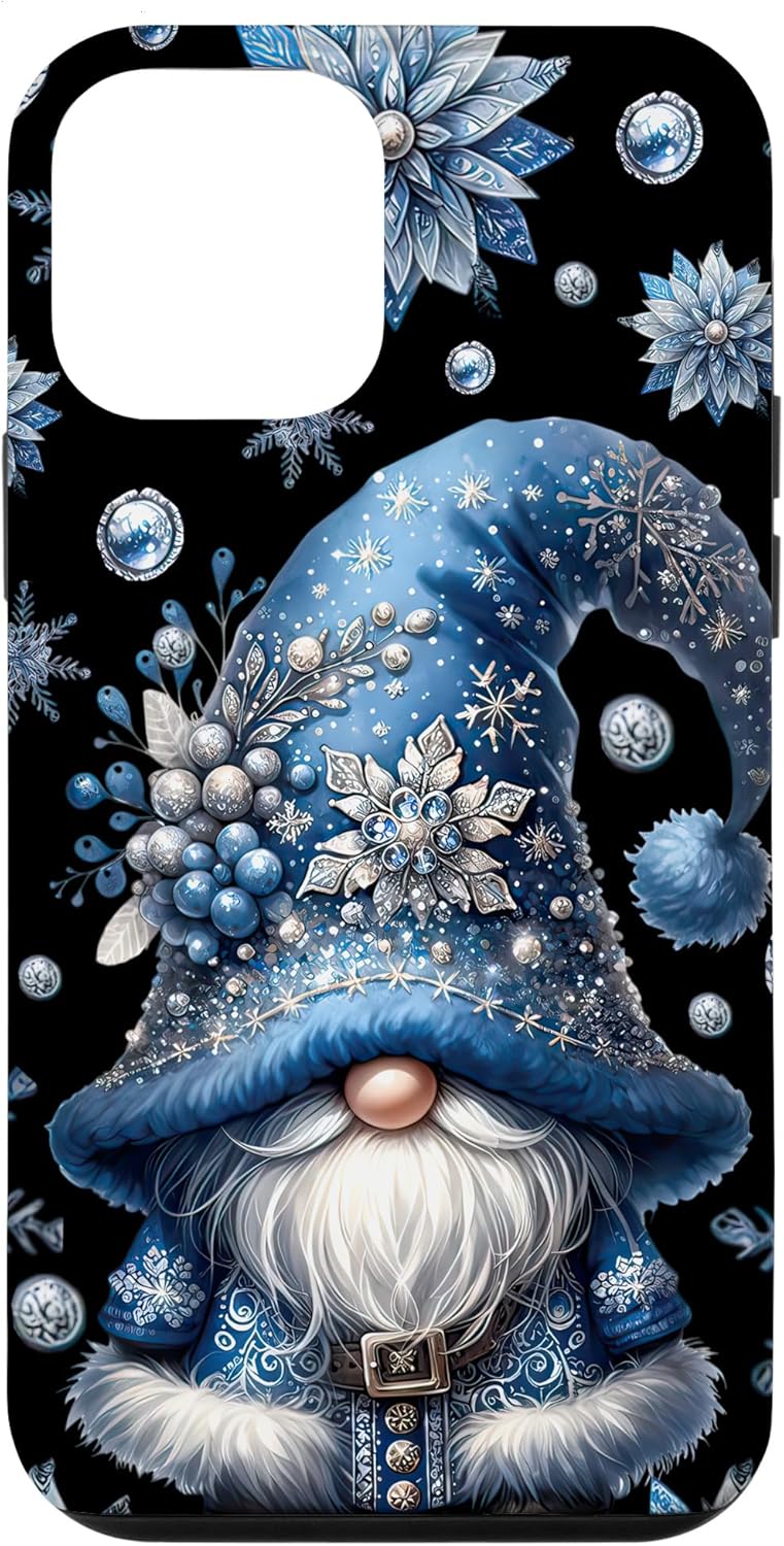 iPhone 12 mini Vintage Christmas Gnome Graphic For Winter Blue Snowflakes Case