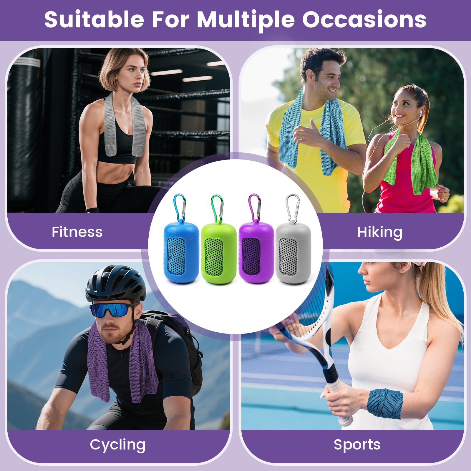 TRUEIN Set di 4 Asciugamani da Palestra in Microfibra, 30x90 cm, Asciugatura Rapida, Super Assorbente, Perfetti per Fitness, Viaggi, Yoga, Spiaggia e Sport