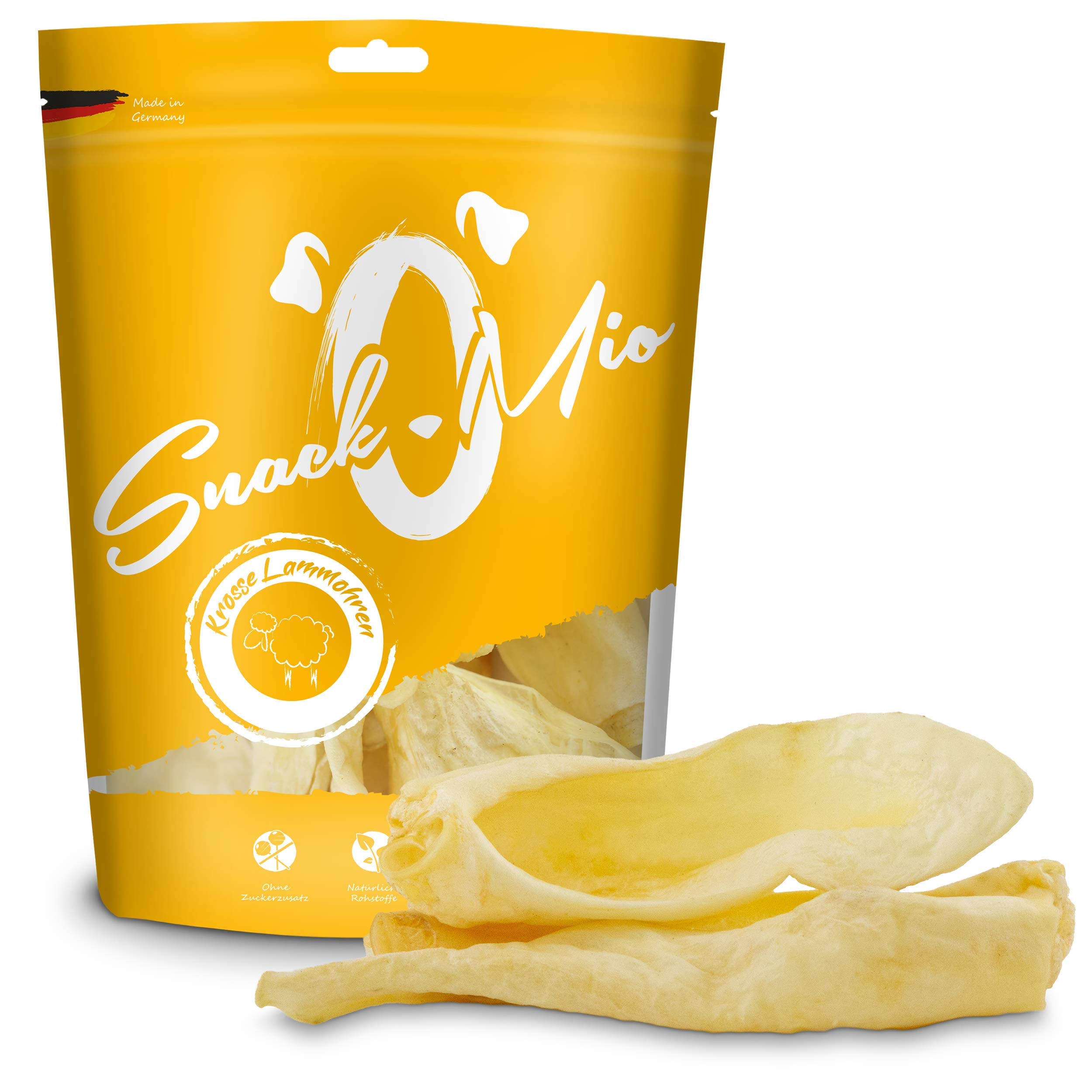 SnackOMio Queue de Bœuf Excellente Mâcher Premium pour Chien 1000 g & Oreilles d’Agneaux Croustillantes Mâcher Premium pour Chien 40 Pièces 800 g