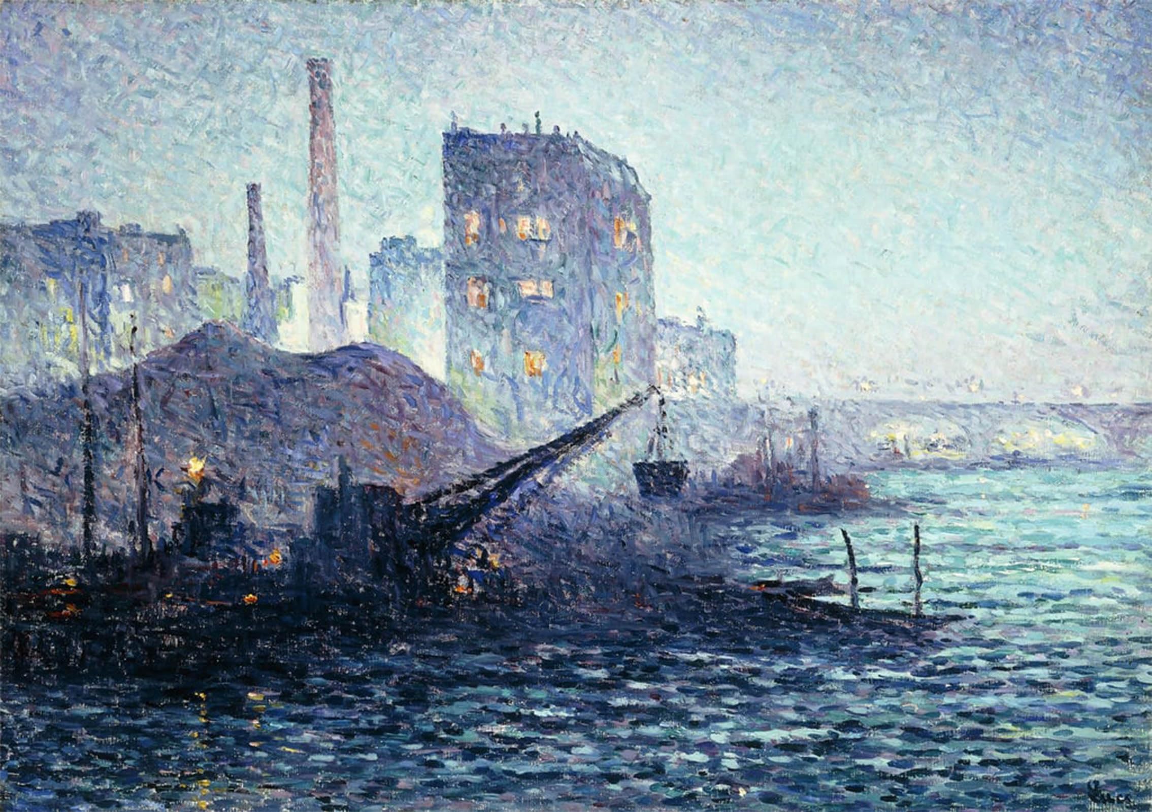 POSTERIIk Vintage Print Pop Art Landscape Artwork the Thames in London by Maximilien Luce Art Prints for Office Home Decor 60x90cm