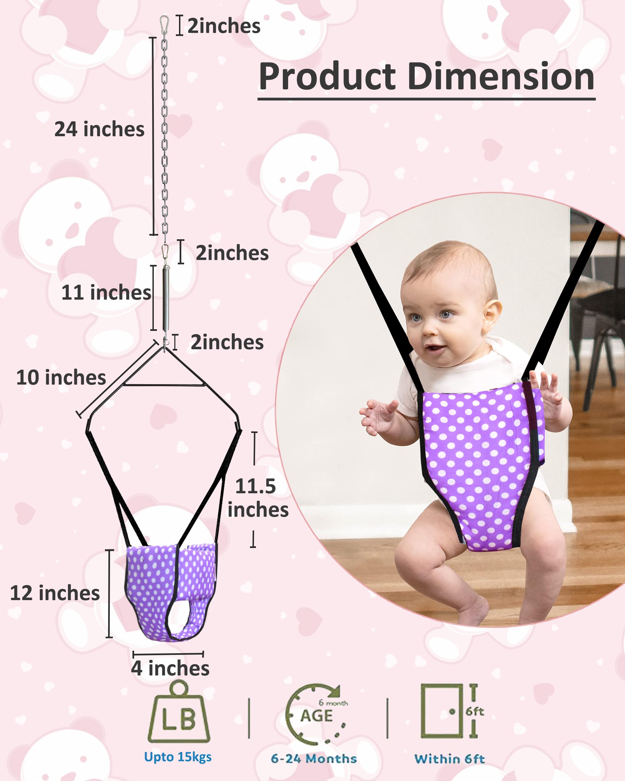 Vparents 2 in 1 Baby Toddler Jumper Cum Baby Walking Harness Function, Fun Activity for 6-12 Months Infant Toddler 4
