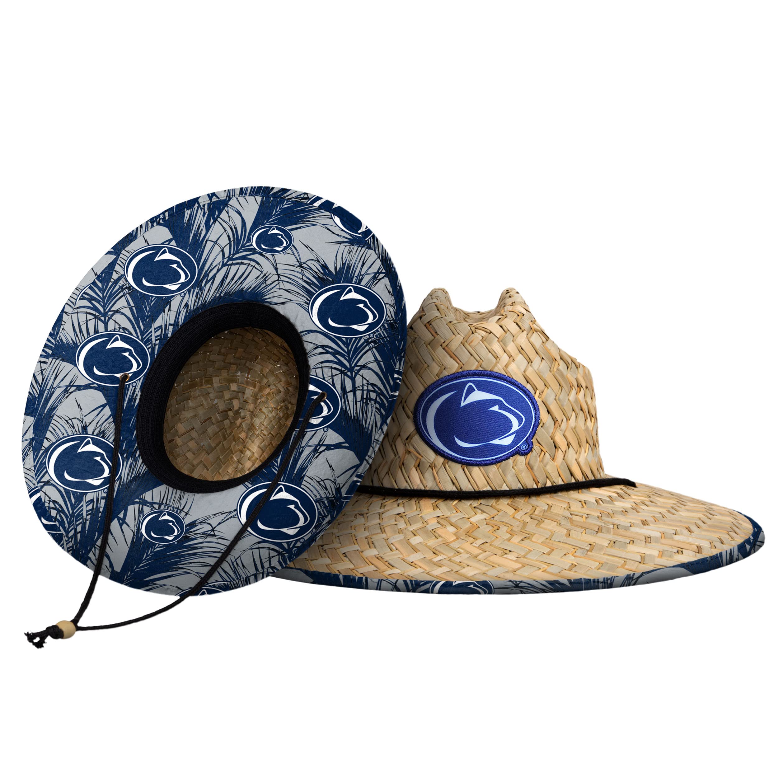 FOCO NCAA Mens NCAA College Team Logo Floral Straw Sun Hat