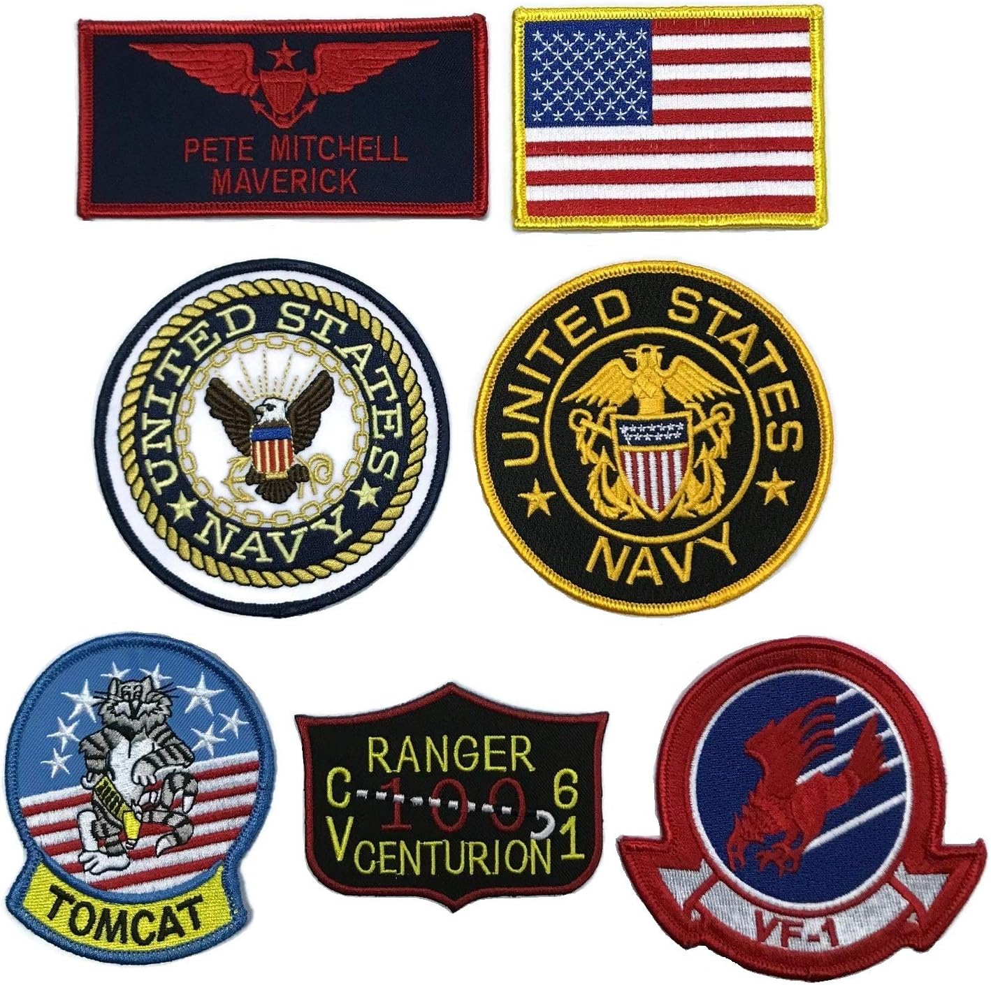 costumebaseTOPGUN TOP Gun Maverick Name TAG Flight Suit Navy Tomcat Patch Set of 7 Costume