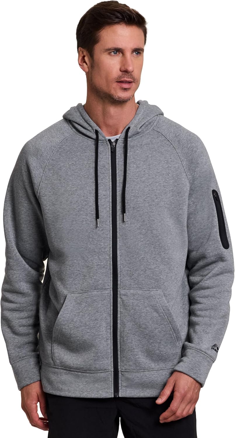 RBX Active Men's Hoodie with Zipper Pocket, Fleece Sweatshirt for Men Cotton Blend Zip Up Hoodie Jacket with Pockets - Image 5