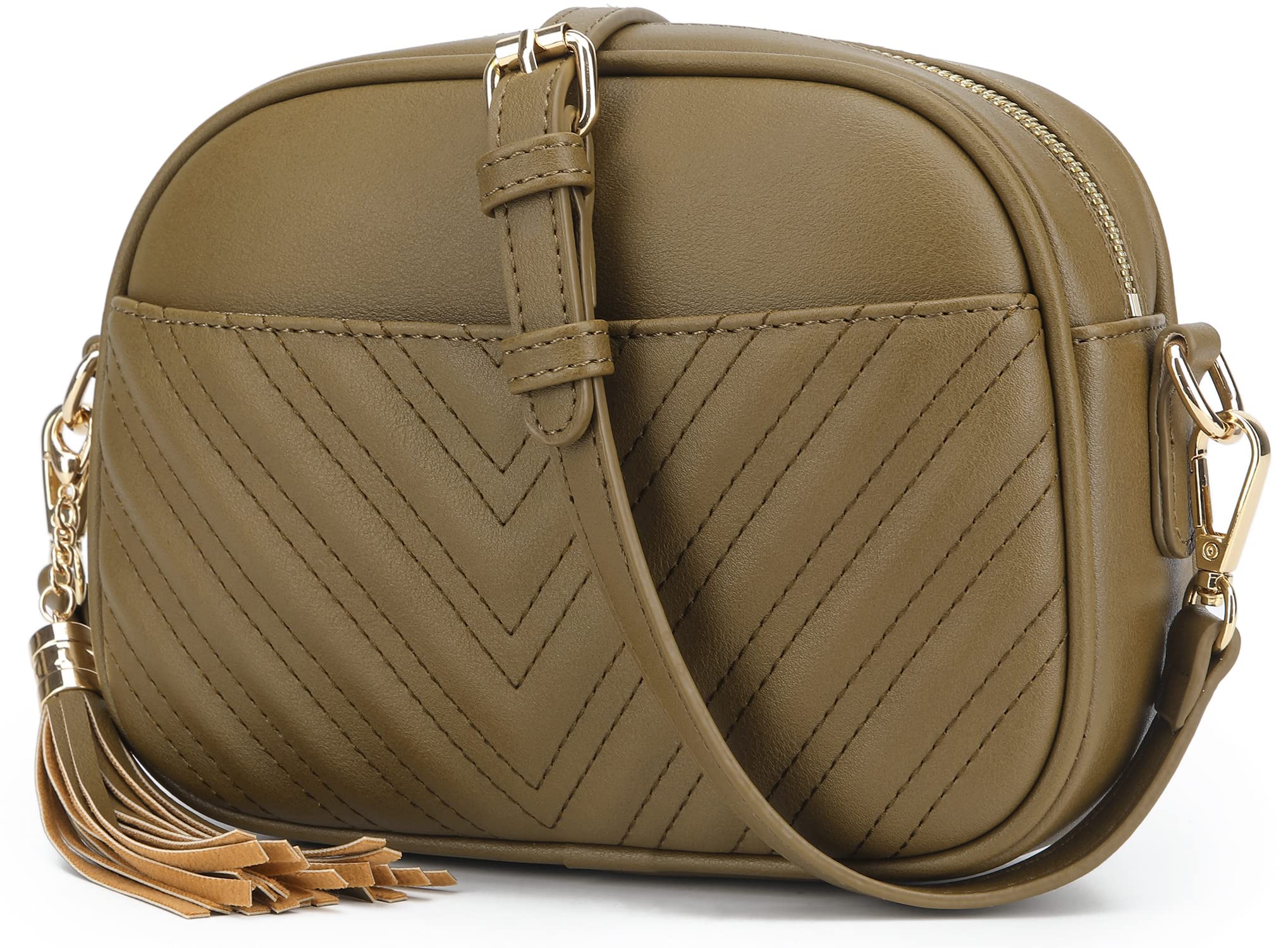 lola mae Quilted Crossbody Bag, Trendy Design Shoulder Purse, Olive, S