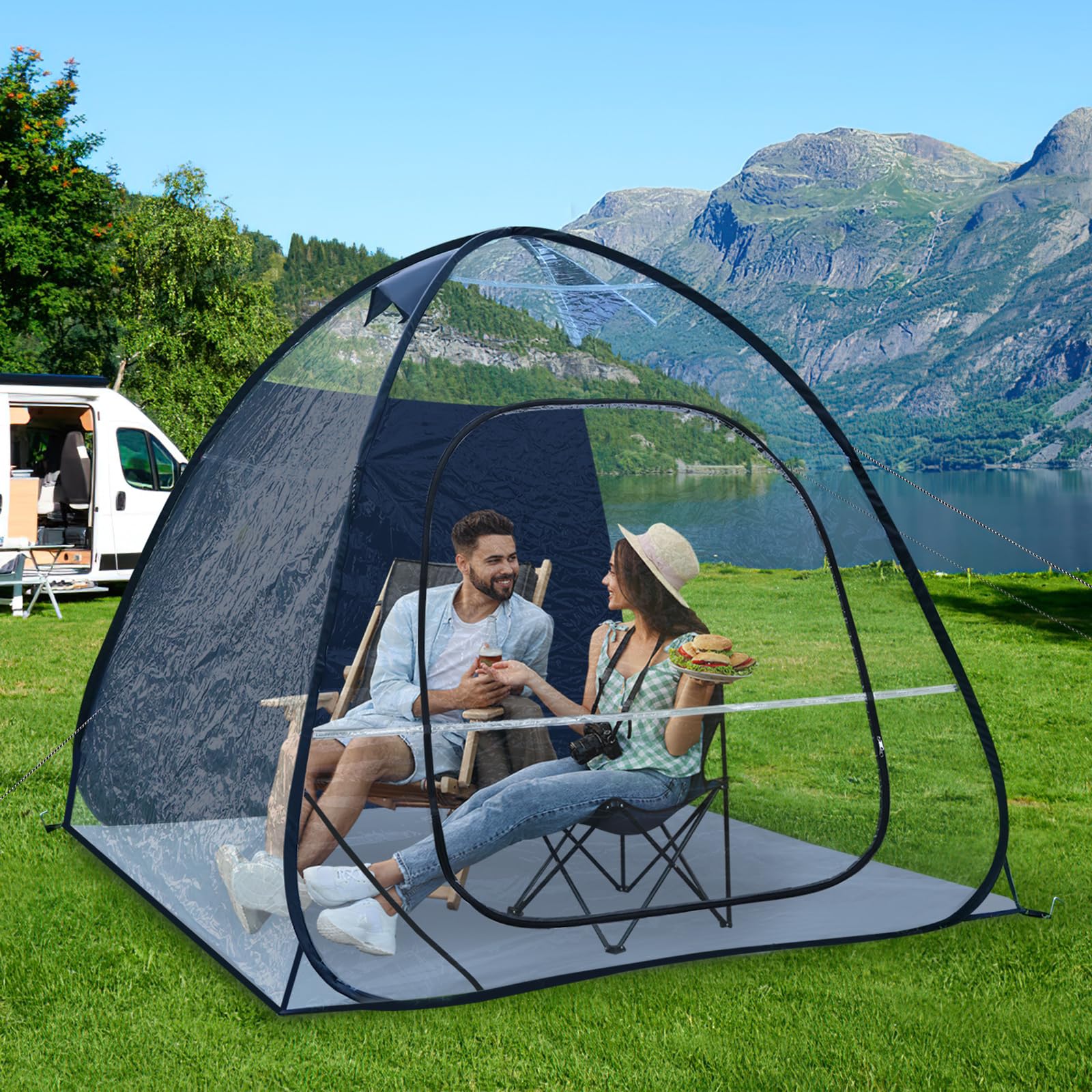UNP Sports Tent All Weather Clear PVC Camping Pod for Camping, Soccer, Football, and Ice Fishing (3 Person Tent Blue) : Sports & Outdoors