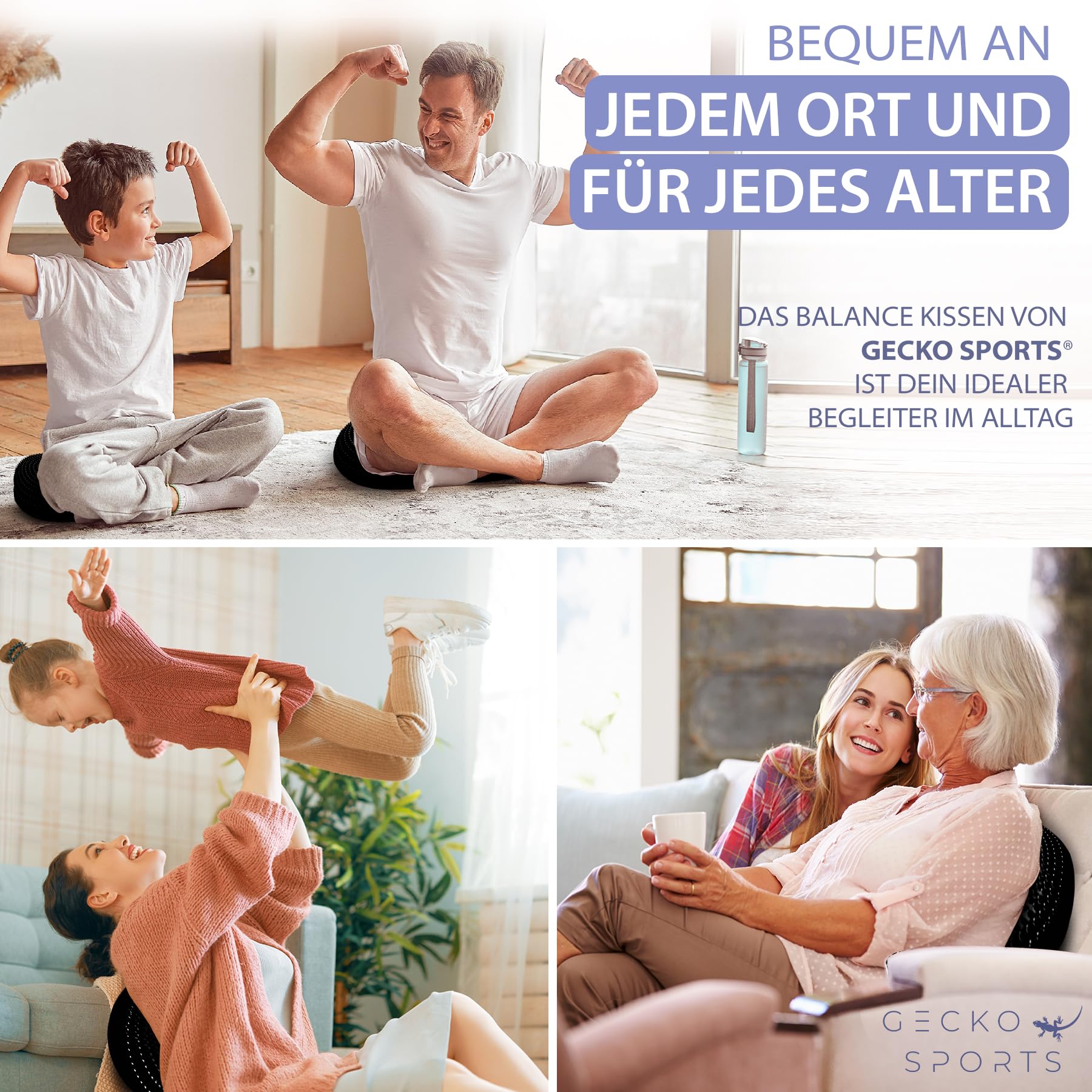 Balancekissen mit und ohne Bezug 33 cm schwarz – weiches Ballsitzkissen inkl. Pumpe, Turnbeutel & eBook – Premium Sitzkissen für Büro & Fitness – ergonomisches Luftkissen
