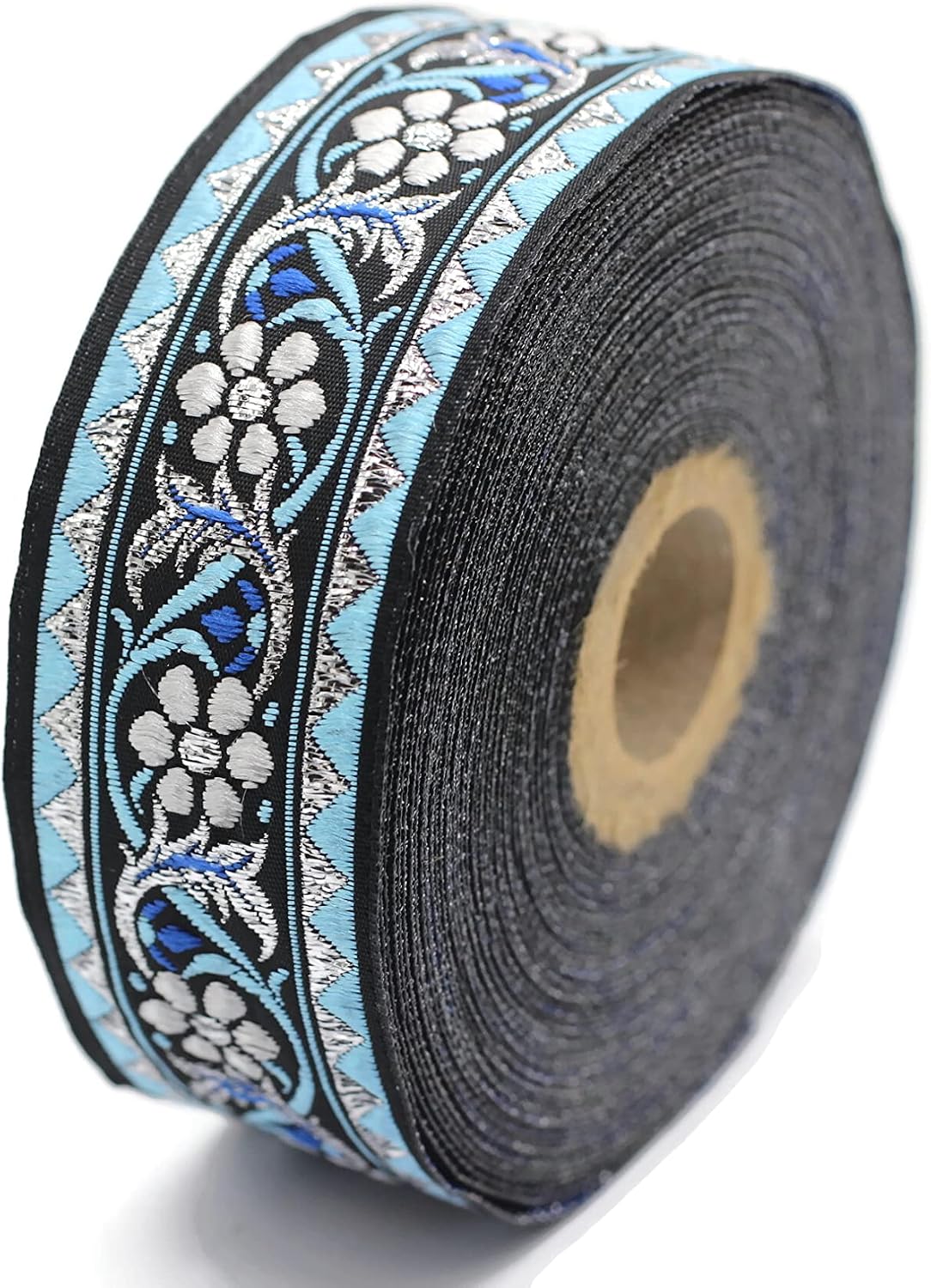 11 Yard Spool 1.37 inches Wide Bavarian Spring Time Floral Blue Jacquard Trim Floral Ribbon Tapes Band Jacquard Ribbon Ruban Ribbons 35904