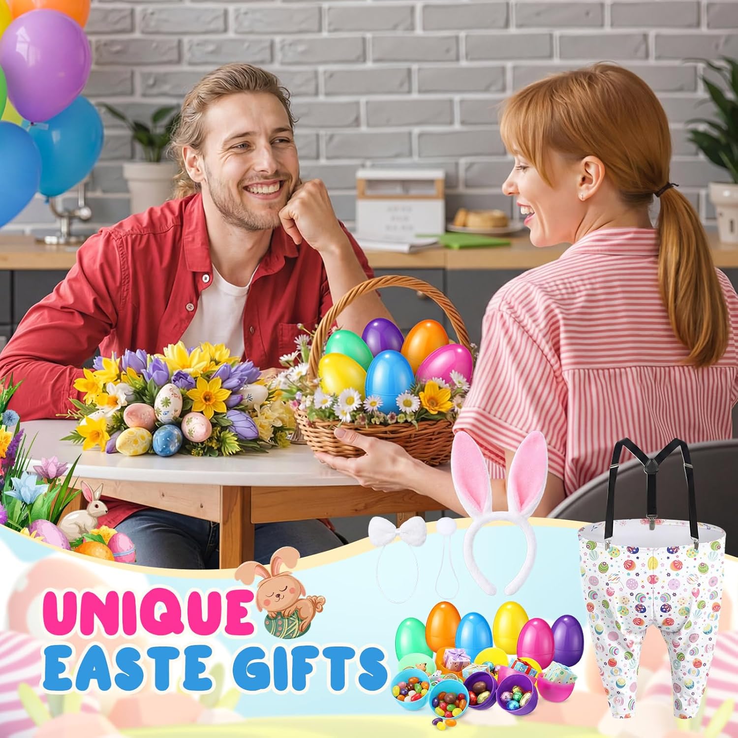 Vinsot Granny Pants Toss Game for Easter, Funny Yard Game for Adults, Outdoor Party Activity with Colorful Eggs