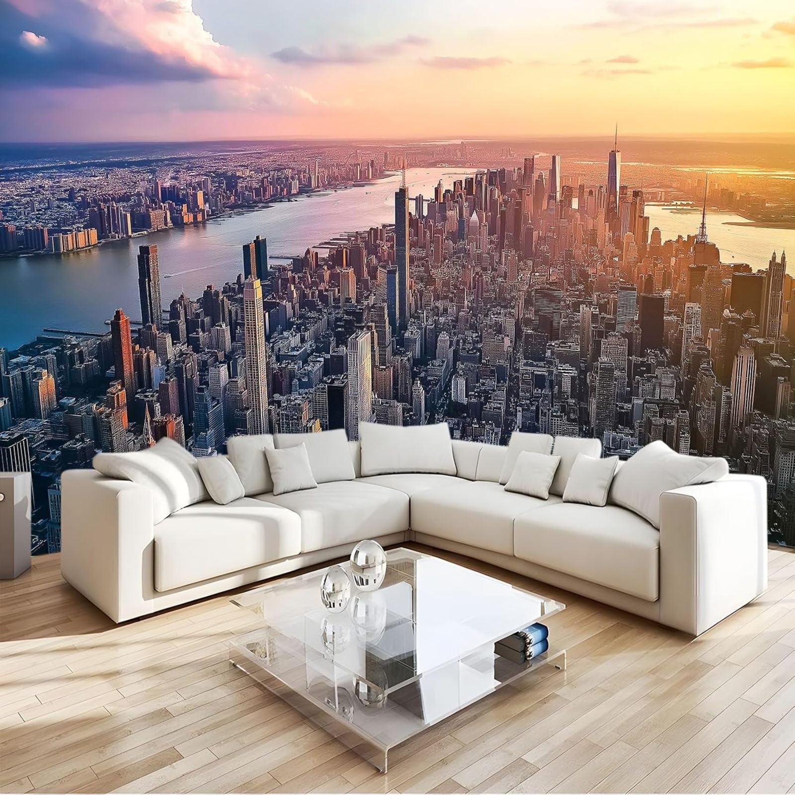 hgjdjhnf Photo Wallpaper New York City Panorama, for Living Room, Bedroom, Art wall Mural, wall Decoration, Wallpaper, Blue-Grey, 430cm x 300cm