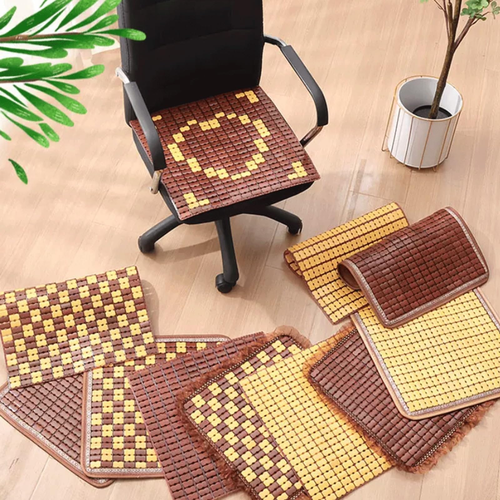 Almohadilla de enfriamiento Asiento automóvil bambú | Varios tamaños multicolores for asiento de automóvil y silla de oficina: tapete de bambú refrescante(Brown,40*45cm)
