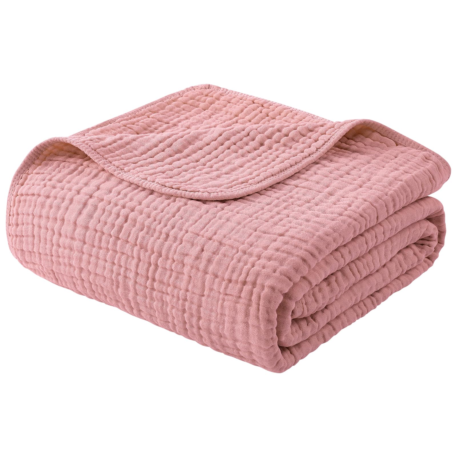 Muslin Blanket 100% Organic Cotton Large Twin Size 60" x 80" for Bed Couch Summer Gauze Blanket for Adults Lightweight and Breathable Bean Paste