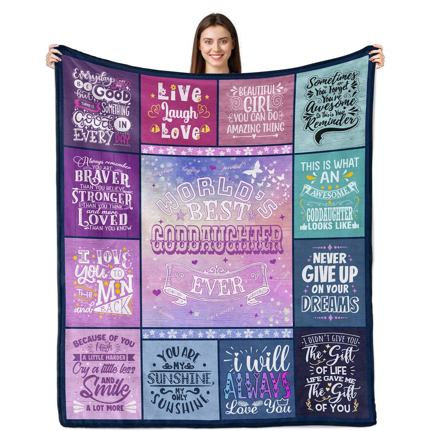 Sulpoie Goddaughter Gifts from Godmother, Goddaughter Gift Blanket, Purple, 50" x 60"