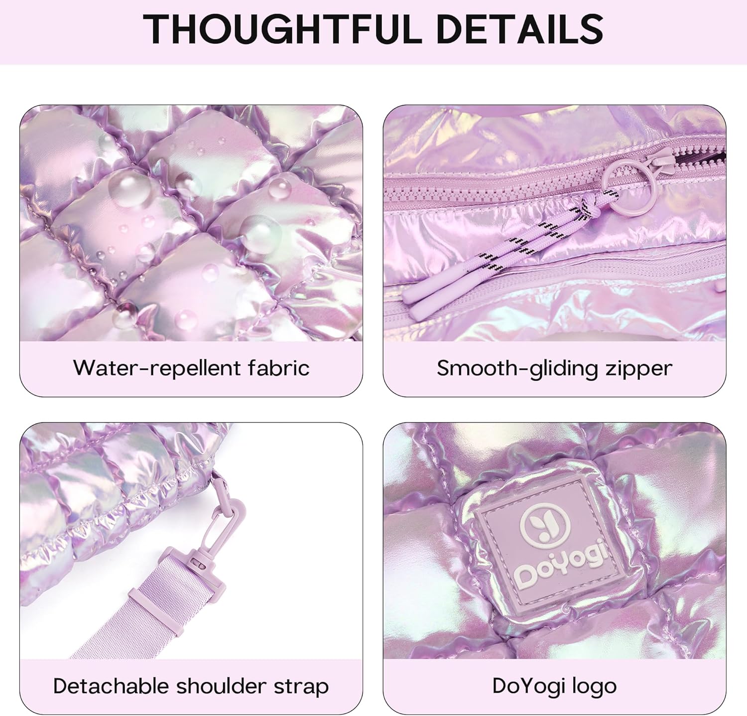 Quilted Tote Bag for Women, Large Puffer Tote Bags, Lightweight Dazzling Padding Hobo Bag, Puff Shoulder Handbags - Image 6