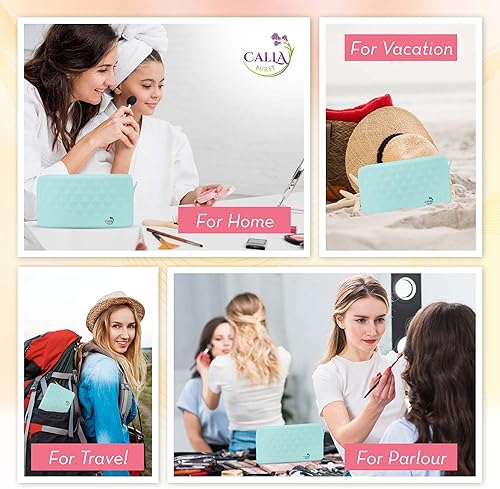 Miniatura 7 de CallaBurst Bolsa de maquillaje de silicona, bolsa de silicona de 8 x 4.5 pulgadas y organizador de maquillaje, espaciosa bolsa de cosméticos para