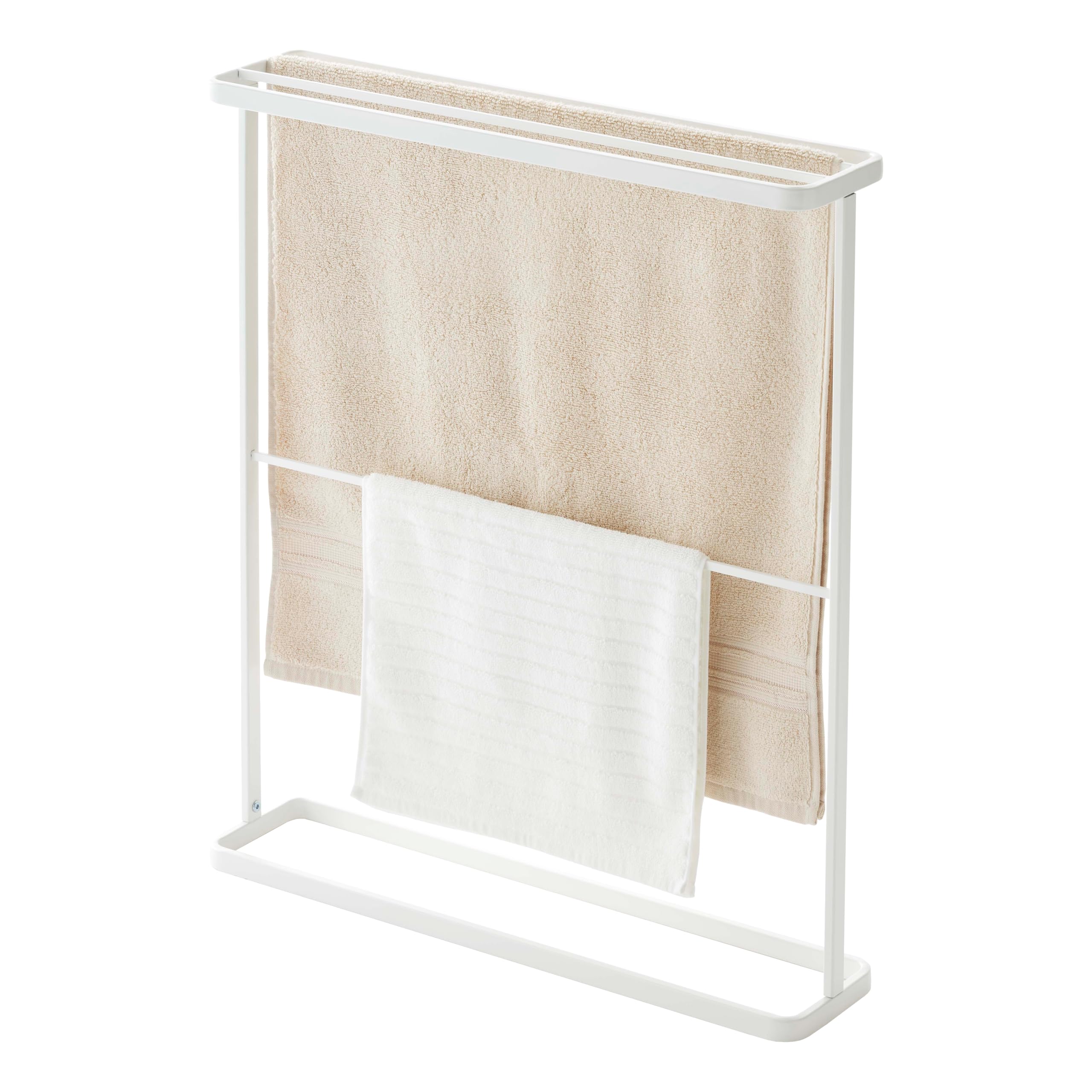 Yamazaki Home Free Standing Bath Towel Hanger-Bathroom Organizer Storage Holder Dry Rack, One Size, White
