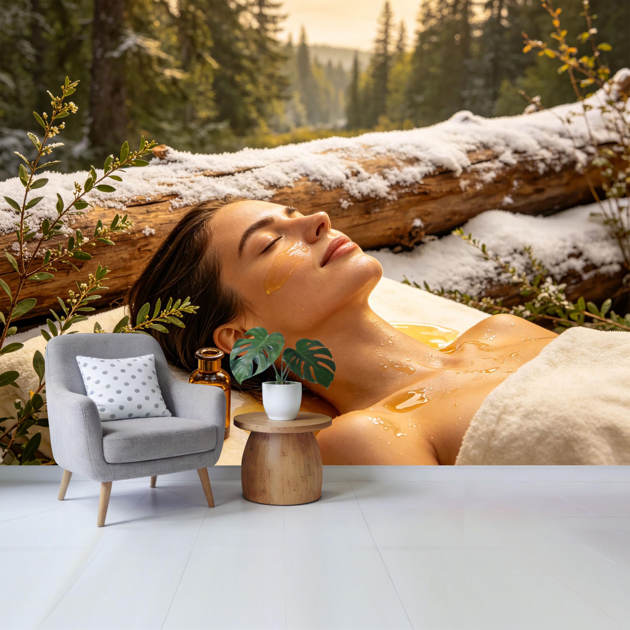 Qzlithotic Yq2605250720 Custom Size Wall Mural Winter Forest Spa Serenity Essential Oil Beauty Portrait Selfadhesive Wall Fabric Removable Wallpaper For Home Office Decor
