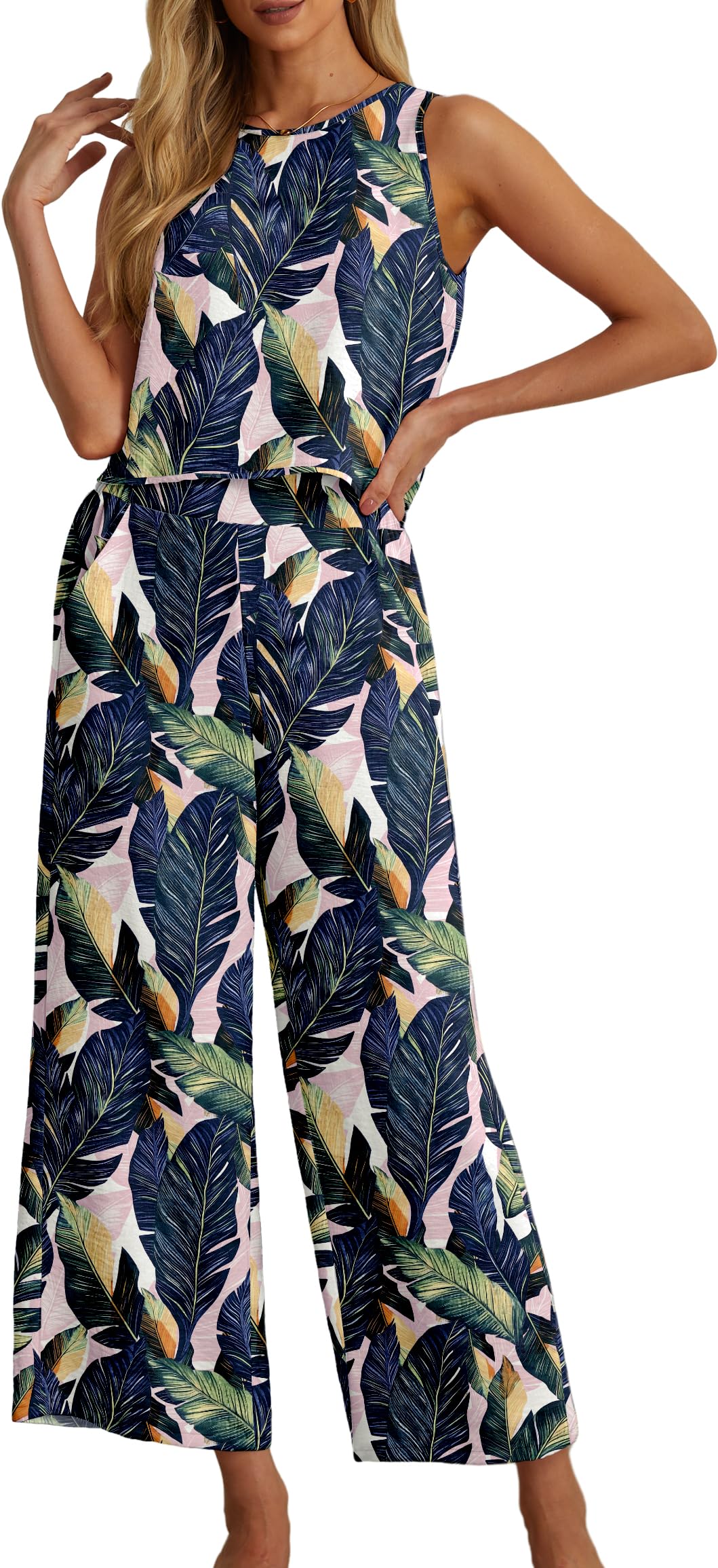 IWOLLENCE 2 Piece Wide Leg Pant Set