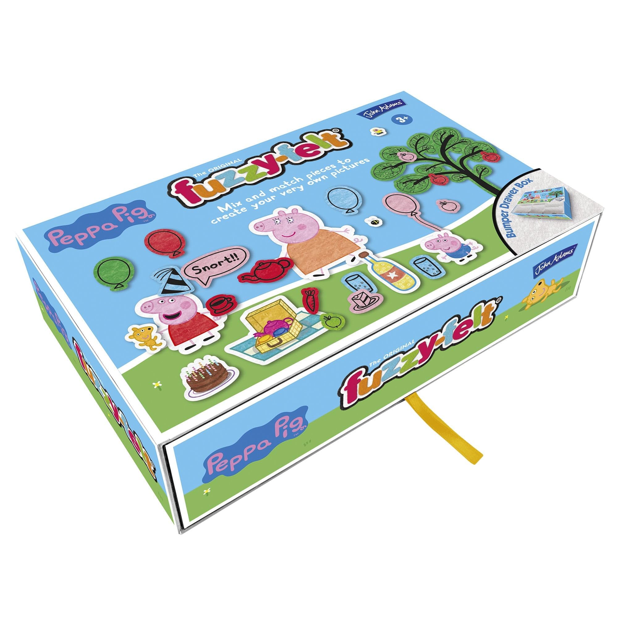 John Adams | Fuzzy-Felt - Peppa Pig Drawer Set: Mix and match felt pieces to create your very own Peppa Pig pictures!| Preschool toy| Ages 3+, Red