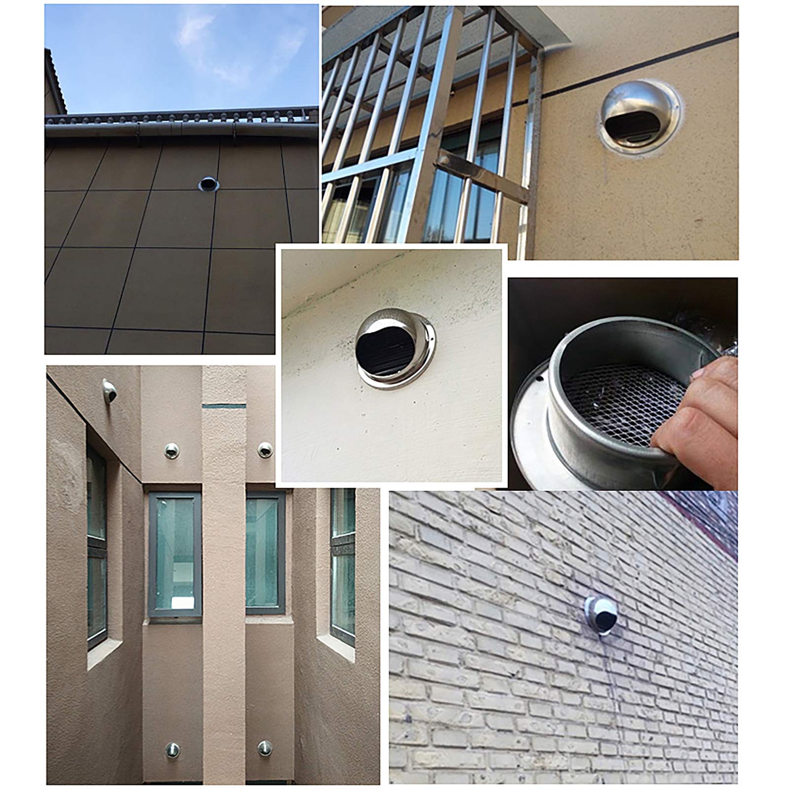 QWEASDF Edelstahl Wetterschutzgitter Lüftungsgitter Kugelform mit Insektenschutzgitter Ablufthaube Belüftungen Dunstabzug Außen Zuluft Abluft Gitter (Ø60-200 mm),150mm
