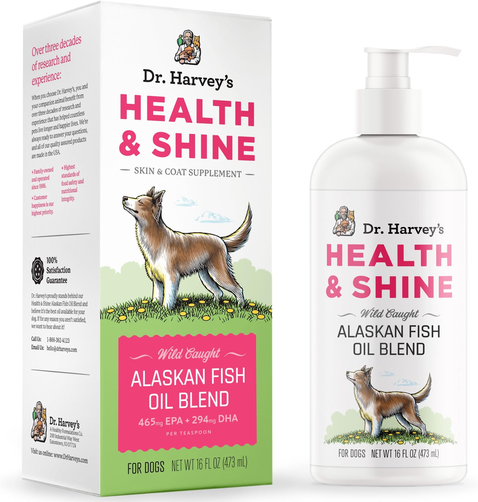 Health & Shine Alaskan Fish Oil Blend for Dogs - Supports Healthy Heart, Brain, and Eyes (16 fl. oz.)