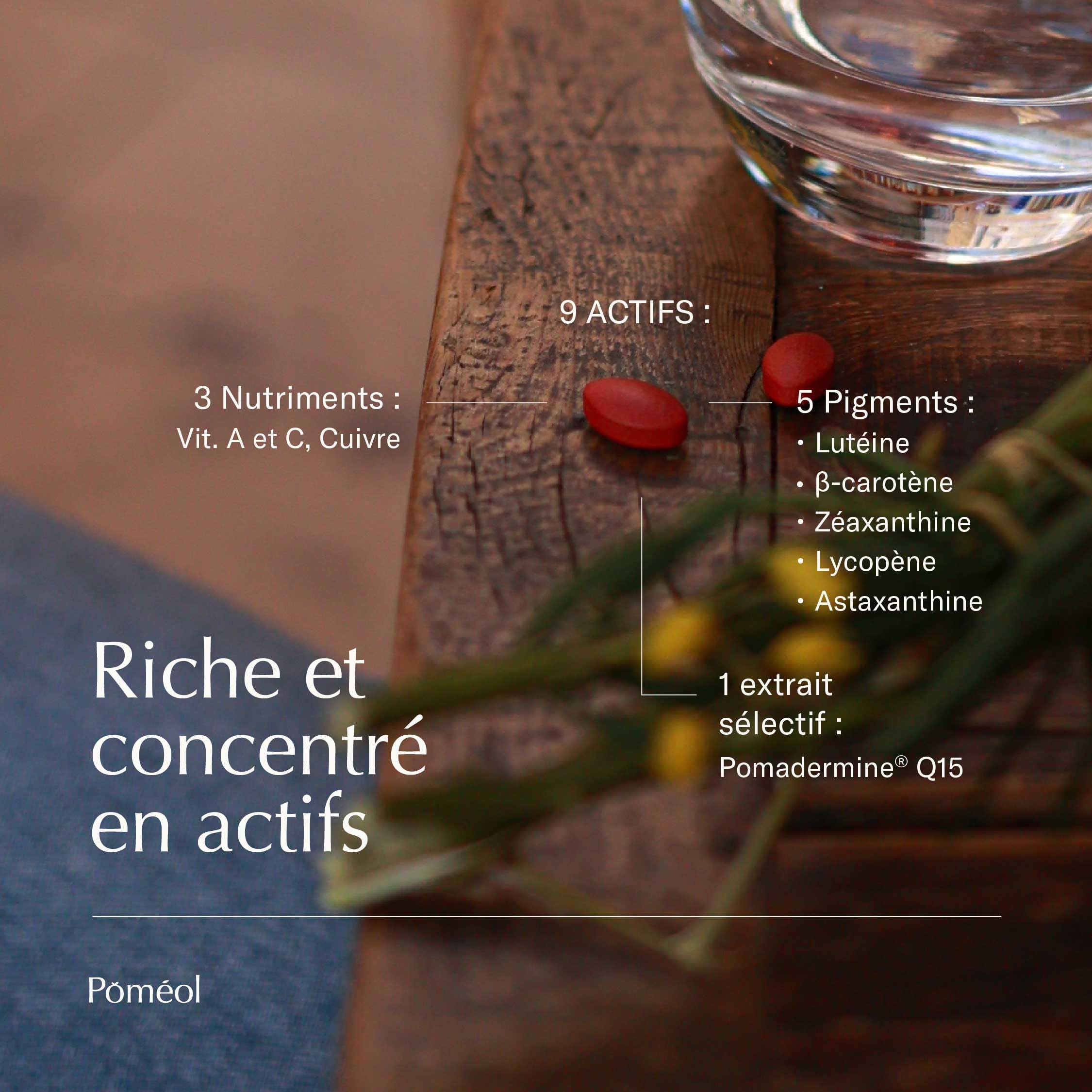Autobronzant - Complément alimentaire ǀ Teint Hâlé Naturel & Doré sans Soleil ǀGélules ǀ 2x30 jours ǀ 4 pigments, beta carotene, Vitamines C & A, Cuivre ǀ POMÉOL
