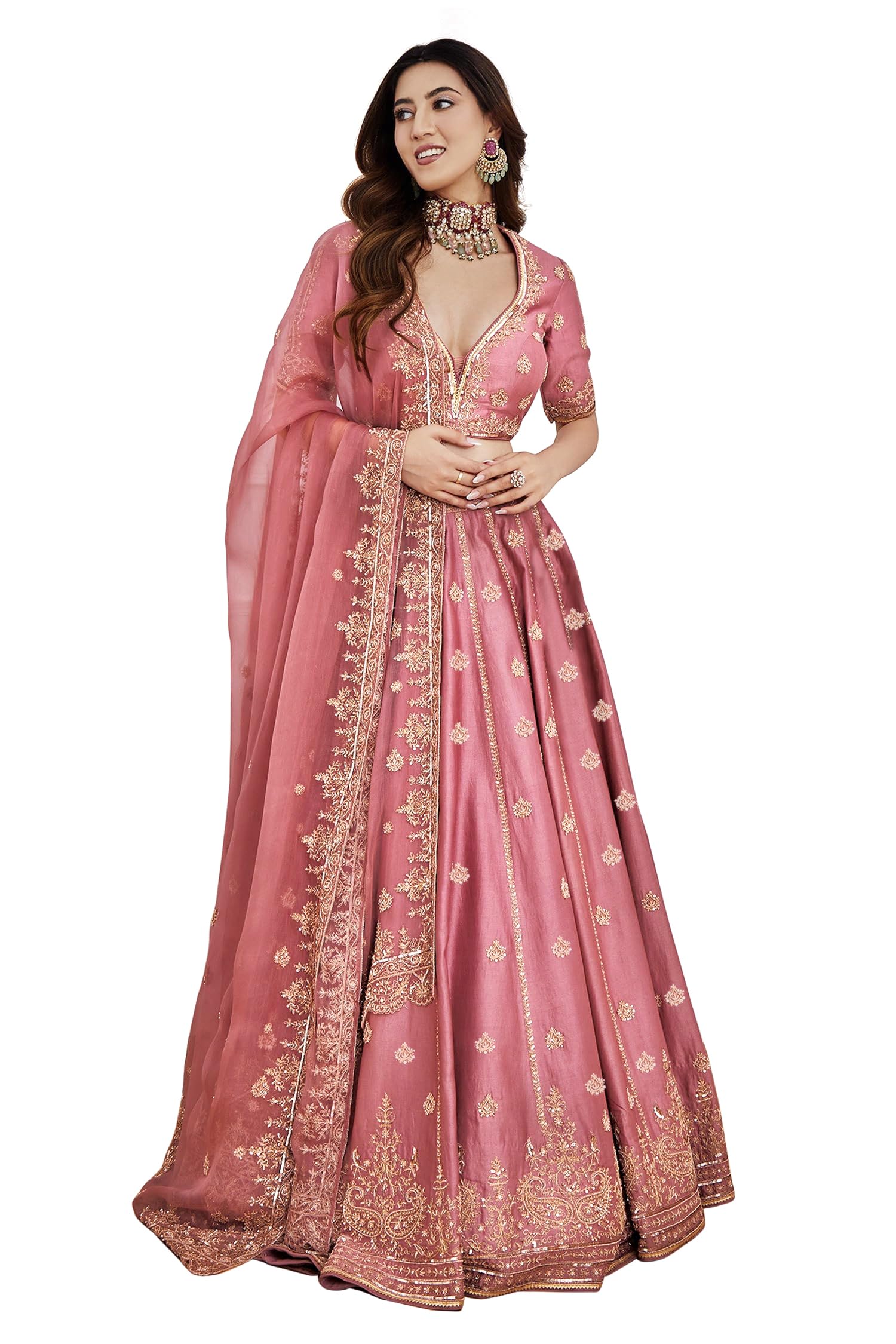 TRENDMALLSWomen's Gold Yelllow Net Embroidery Sequence Work Lehenga Choli Set with Dupatta For Women (L144)