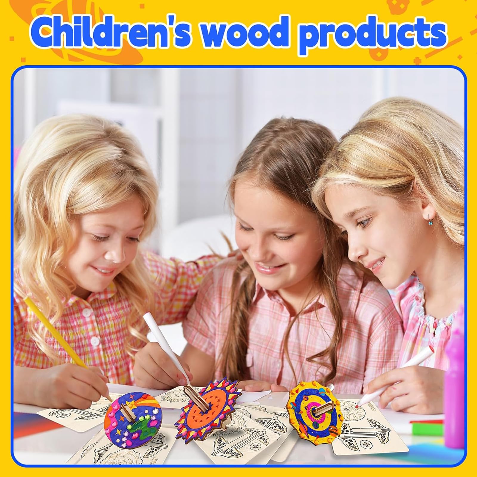 Kit De 12 Toupies En Bois à Peindre - Activité Créative Enfants - Thème Planètes Spatiales - Idée Cadeau 5 à 9 Ans